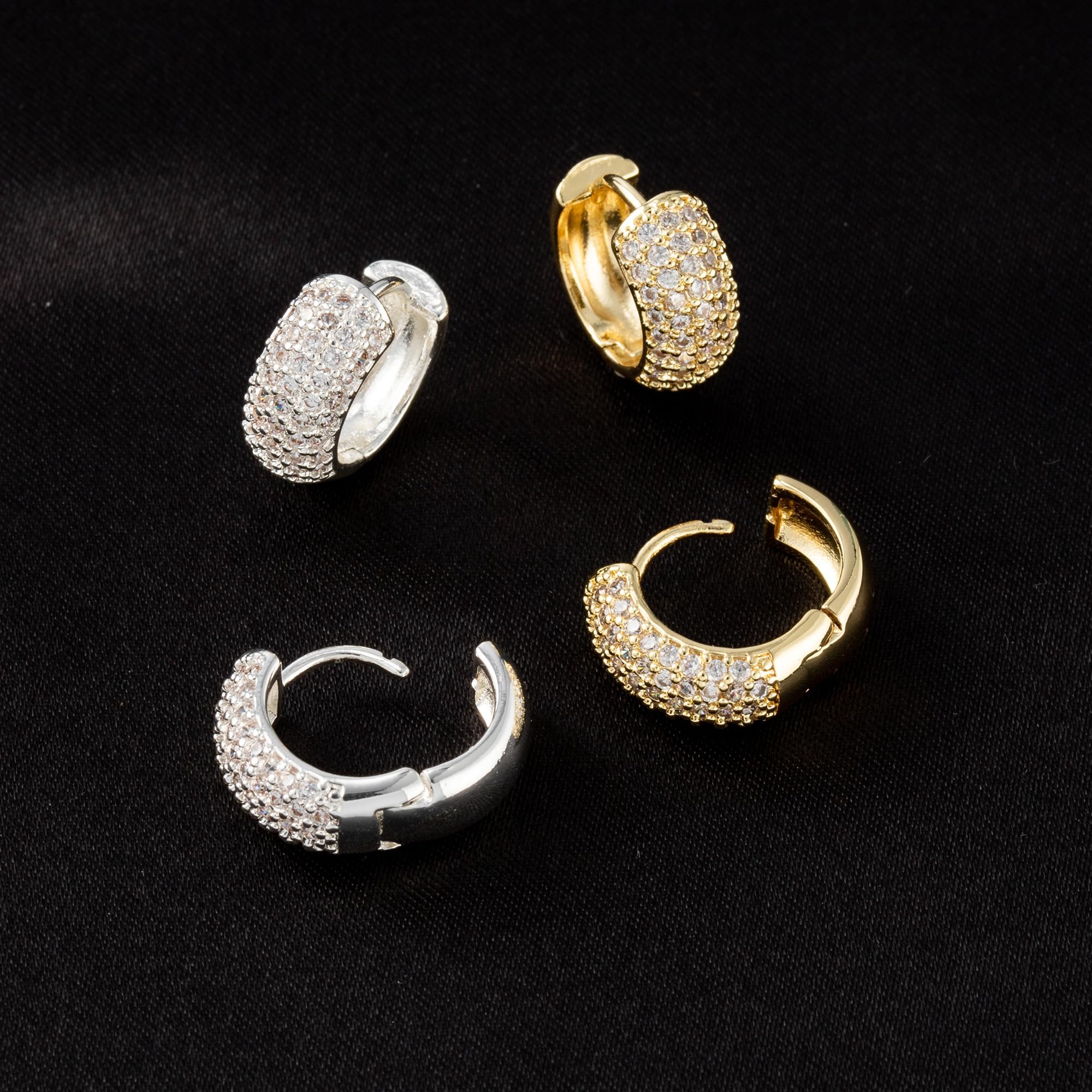 Pendientes de aro de oro con circonita cúbica para cartílago para hombre, chapados en plata de 14 quilates, hipoalergénicos, para hombre