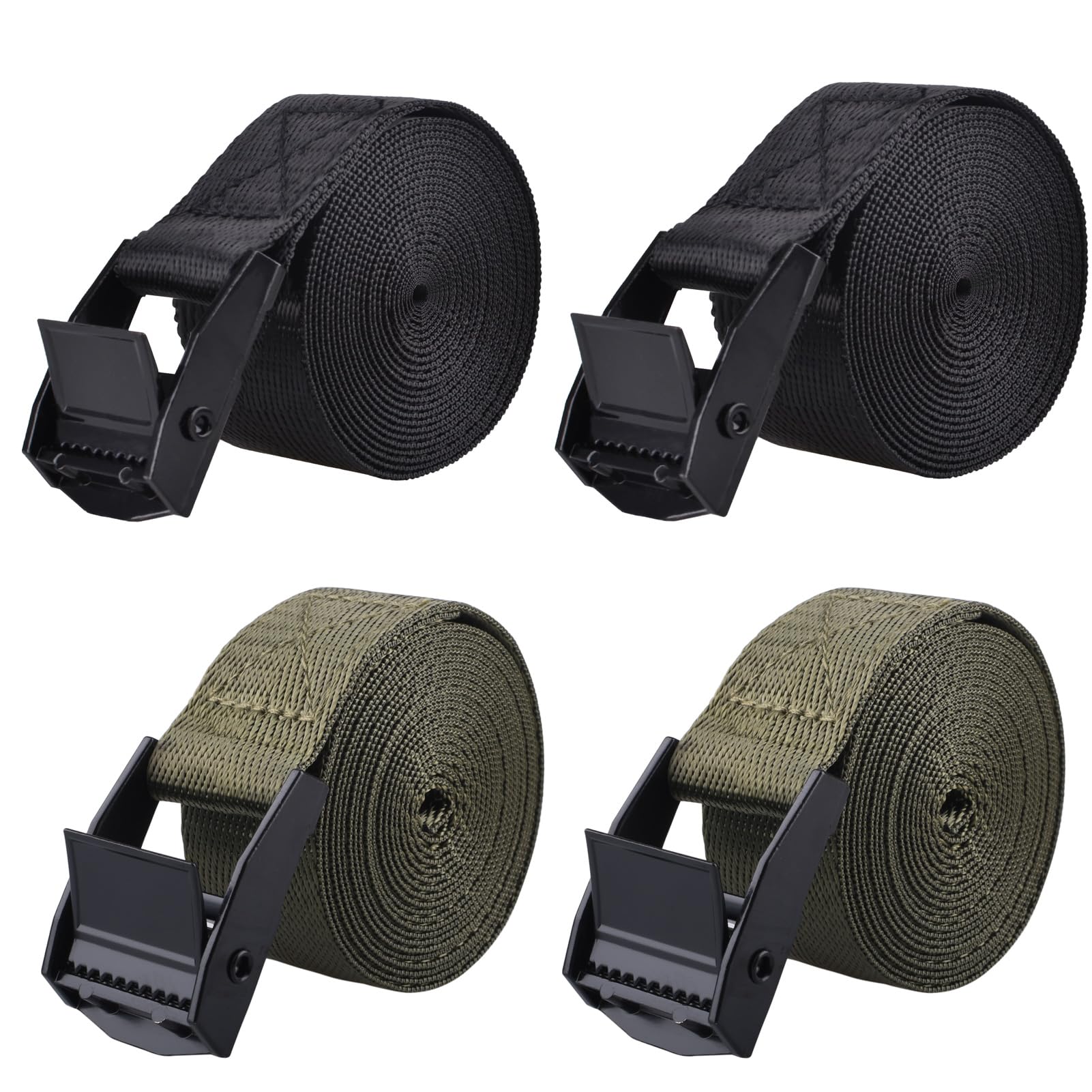 Azarxis Lashing Tie Down Straps Ratchet Secure Cinch Strap Adjustable Cam Buckles Heavy Duty Belts up to 441 lbs Capacity for Motorcycle Cargo Kayak Boat Canoe Truck Traile (Sky Blue - 4 Pack, 5 m) — image 1