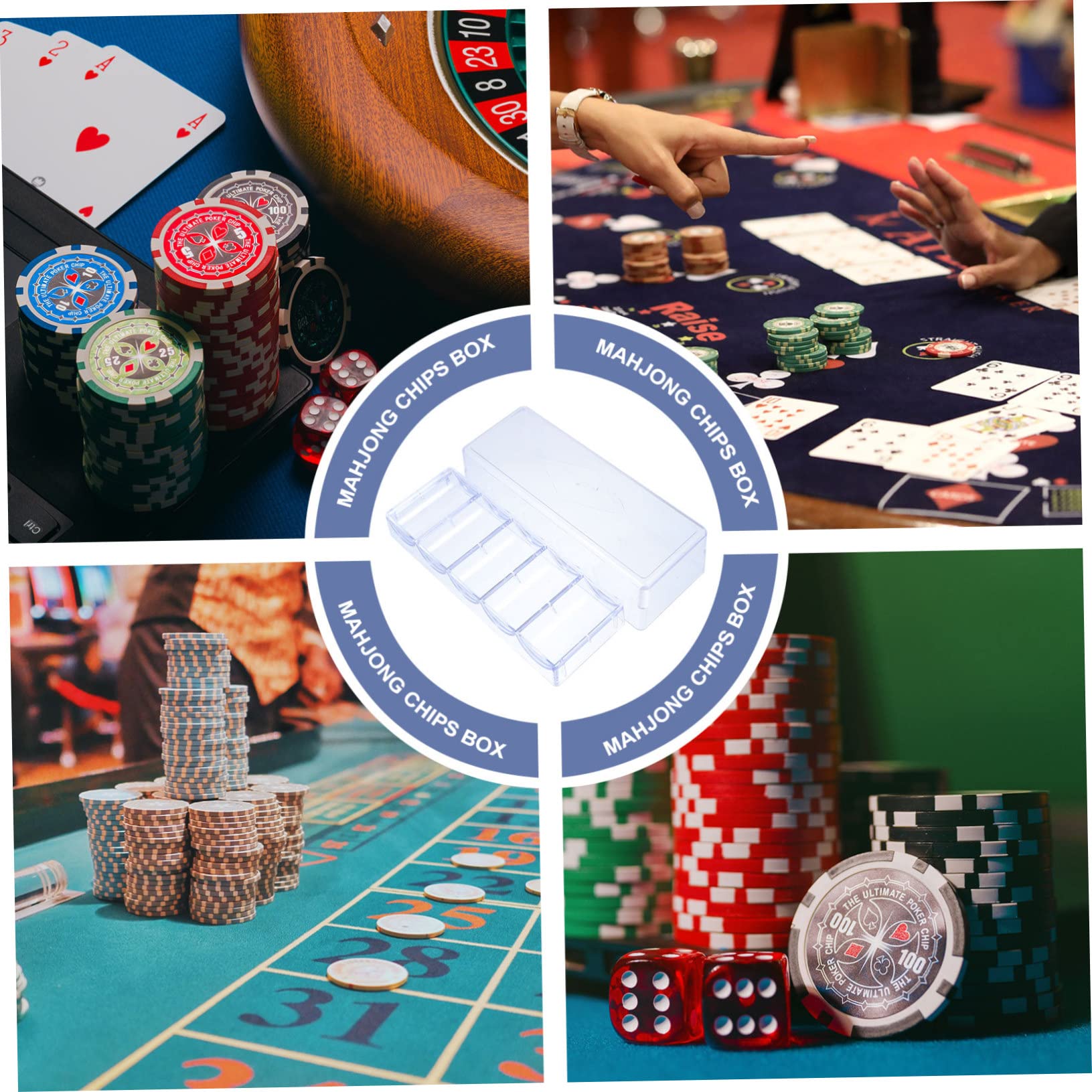 Toddmomy 1Pc Mahjong Chips Organizer Case Transparent Storage Box for Chips Lightweight Compact Container with Easy Open Lid for Game Nights Entertainment