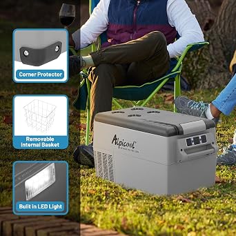 Alpicool CF35 Portable Car Refrigerator,12 Volt Car Fridge Freezer, 32 Quart (30.6 Liter) Fast Cooling 12V Car Fridge -4F~68F, Car Cooler, 12/24V DC and 100-240V AC for Outdoor, Camping, RV, Truck