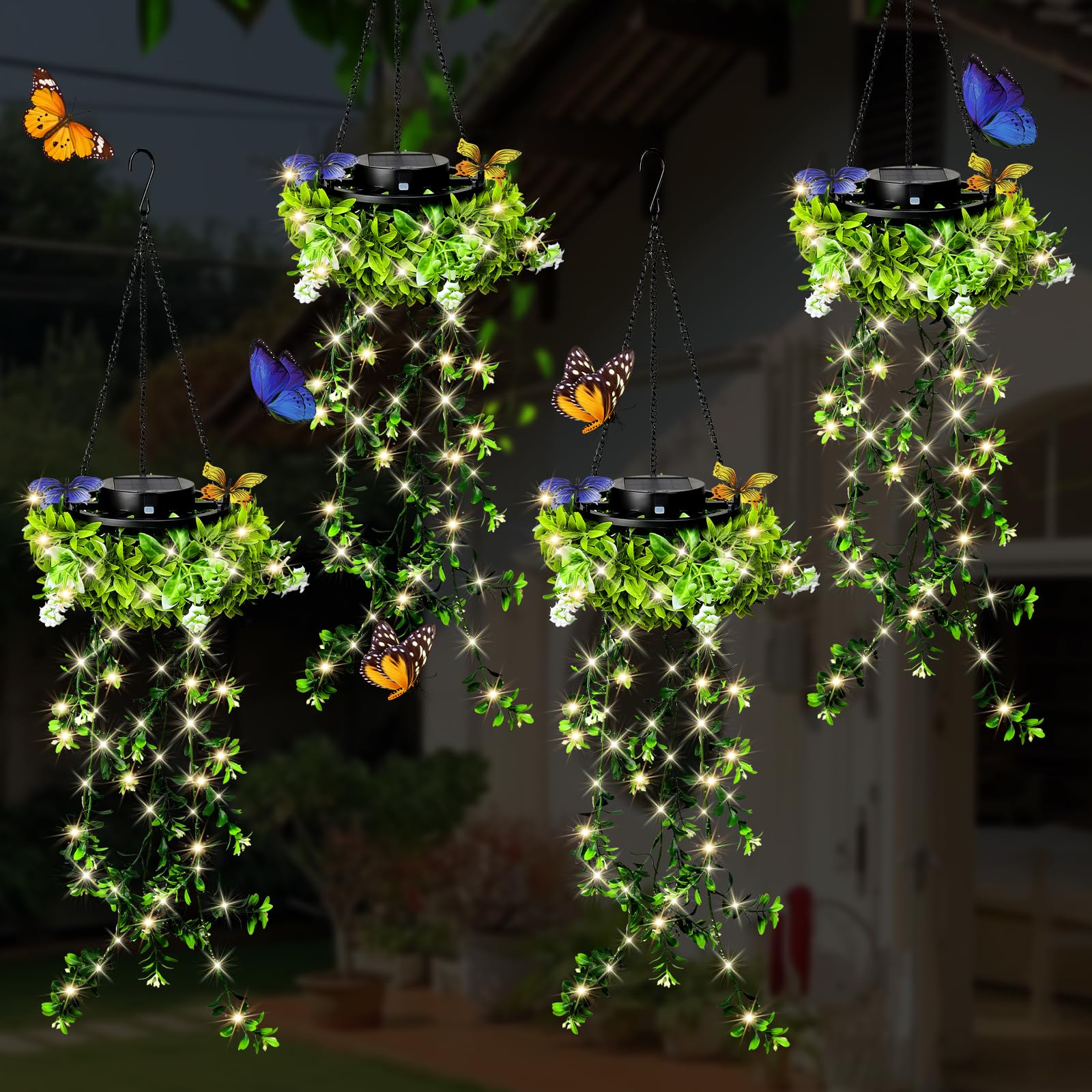 Luce solare da giardino per esterni, confezione da 4, 66 luci LED artificiali, IP65, impermeabile, ideale come regalo di compleanno per donne, mamme e neolaureate.