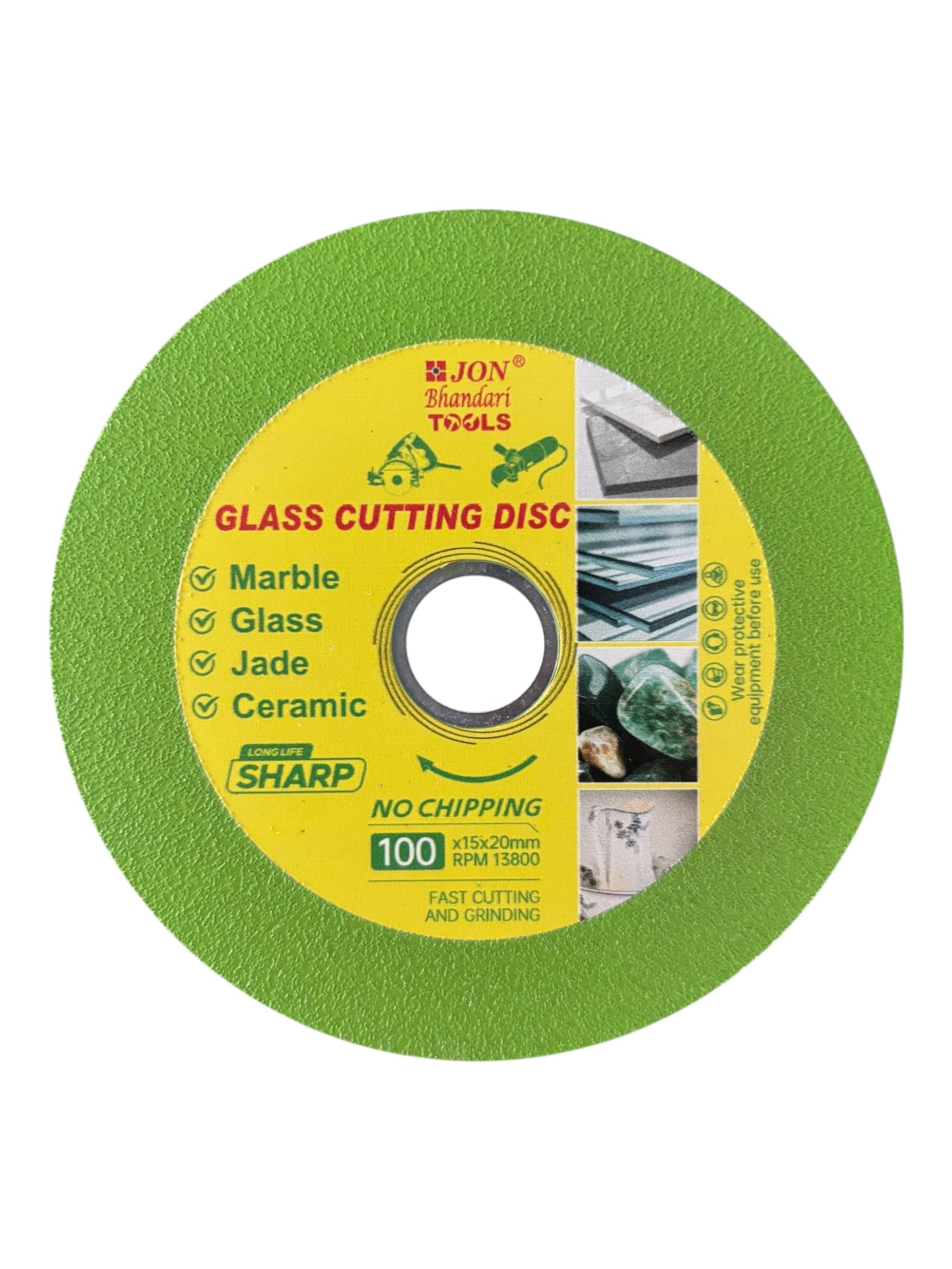 Jon Bhandari Tools Glass Cutting Disc 100mm (4 Inch) | Diamond Cutter Wheel for Marble, Glass, Ceramic, Jade | Grinder Cutting Disc | Sharp Smooth Cut, No Chipping | High Speed 13800 RPM | Long life-image-6