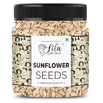 LILA DRY FRUITS Premium Raw Sunflower Seeds 1000gms Jar Pack (500g x 2) | Dry Oil- free Sunflower Seeds for Eating | Healthy Diet Snacks | High in Fibre & Protein Rich in Antioxidant | Surajmukhi Beej - image, photos