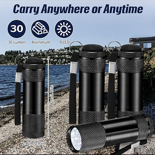 Miniatura 2 de VIHOSE 32 mini linternas a granel, luz flash de mano de aluminio brillante con cordón, pequeñas linternas LED para niños lectura nocturna de