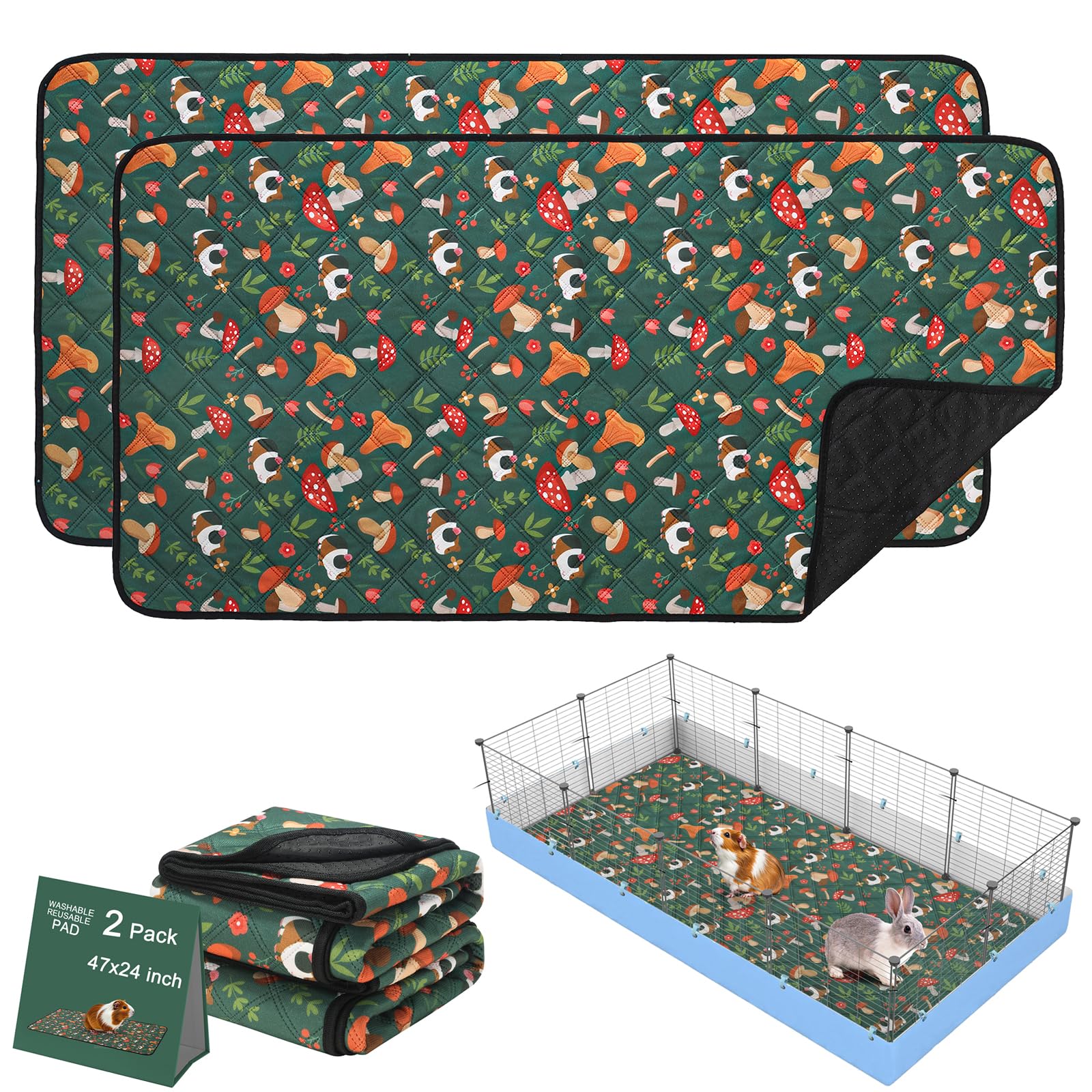 Mechpia Meerschweinchen, waschbar, 119,9 x 61 cm, für Meerschweinchen, Urinierunterlage, super saugfähig, wasserdicht, rutschfest, wiederverwendbare Meerschweinchenmatte für Kaninchen, Chinchillas,
