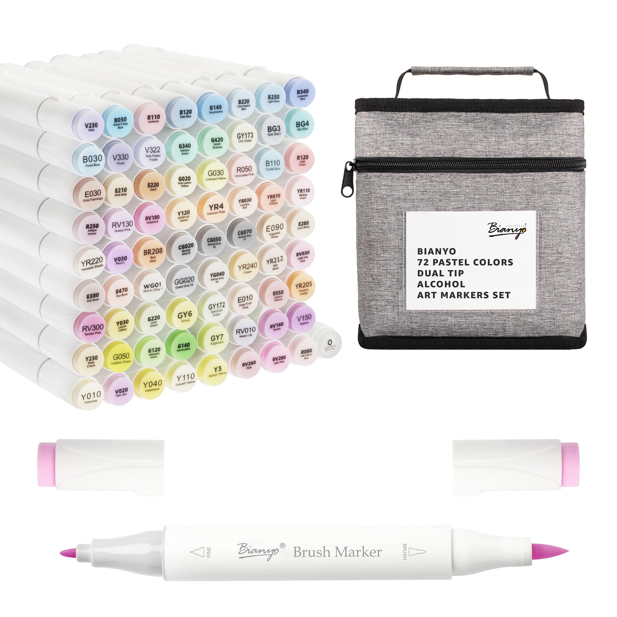 72 Pastel Colors Alcohol Markers Set, Dual Tip Brush & Fine Alcohol-Based Art Markers for…