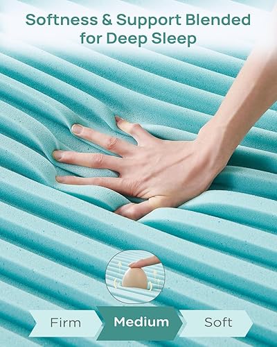 Miniatura 4 de Cubrecolchón de espuma viscoelástica de gel refrescante de 2 pulgadas, tamaño King, 5 zonas, para aliviar el dolor de espalda, protector de colchón