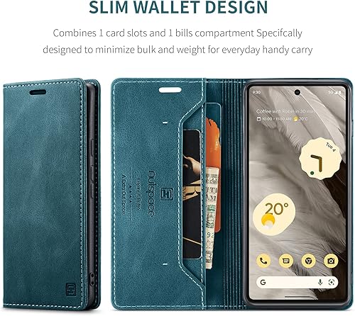 Miniatura 3 de HXY - Funda tipo cartera para Google Pixel 7A 2023, funda de piel sintética con tapa y soporte para tarjetas, bloqueo RFID, función atril,