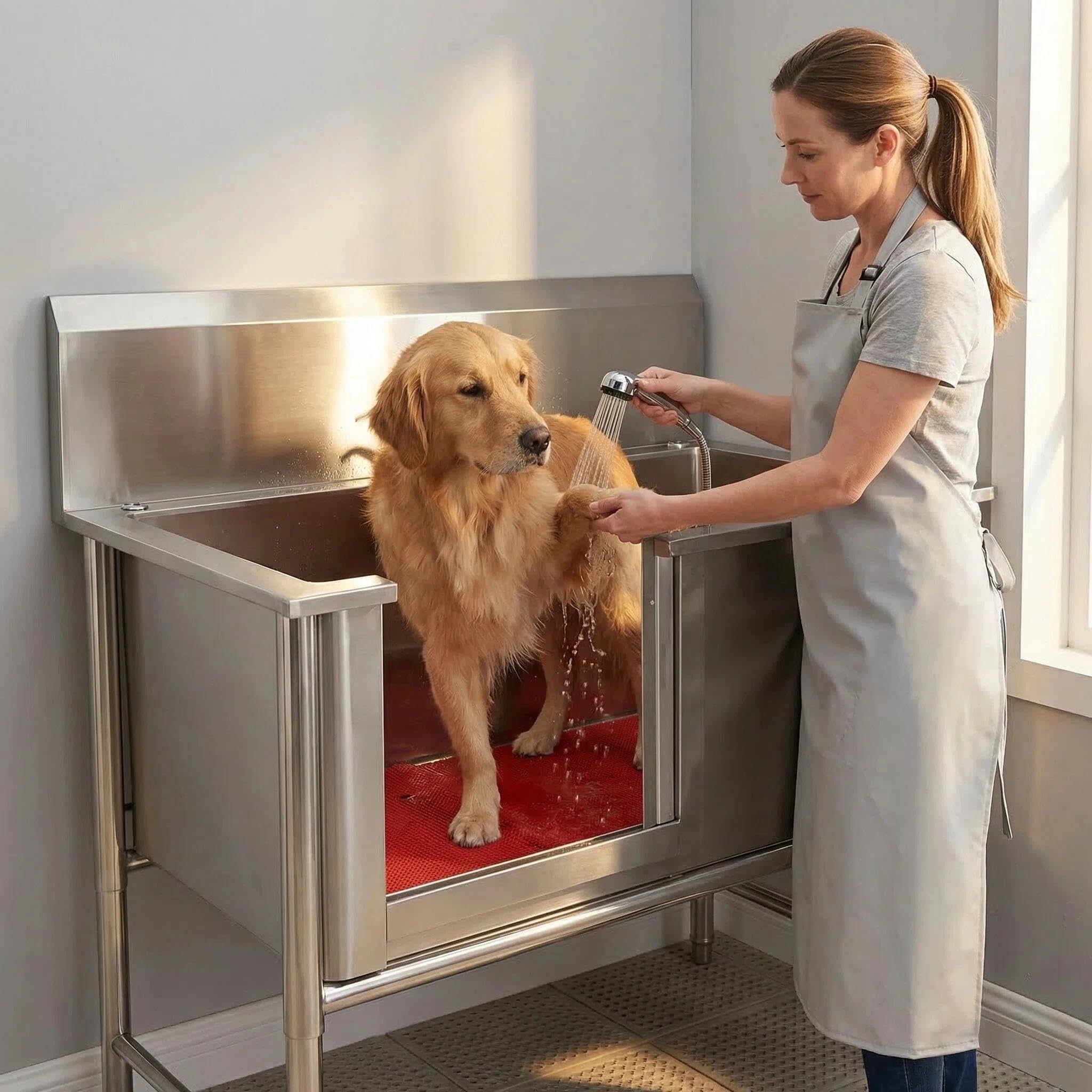 Generico Vasca Doccia per Cani in Acciaio Inossidabile, Stazione di Lavaggio Professionale per Toelettatura Animali Domestici – per Cani di Tutte Le Taglie, per Uso Domestico e Commerciale(100cm)