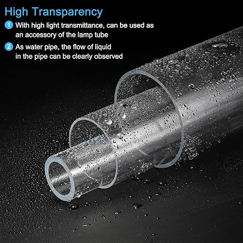 Miniatura 5 de MECCANIXITY Tubo acrílico transparente rígido redondo tubo 0.236 in (14") ID 0.315 in (516") OD 14" para lámparas y linternas, sistema de