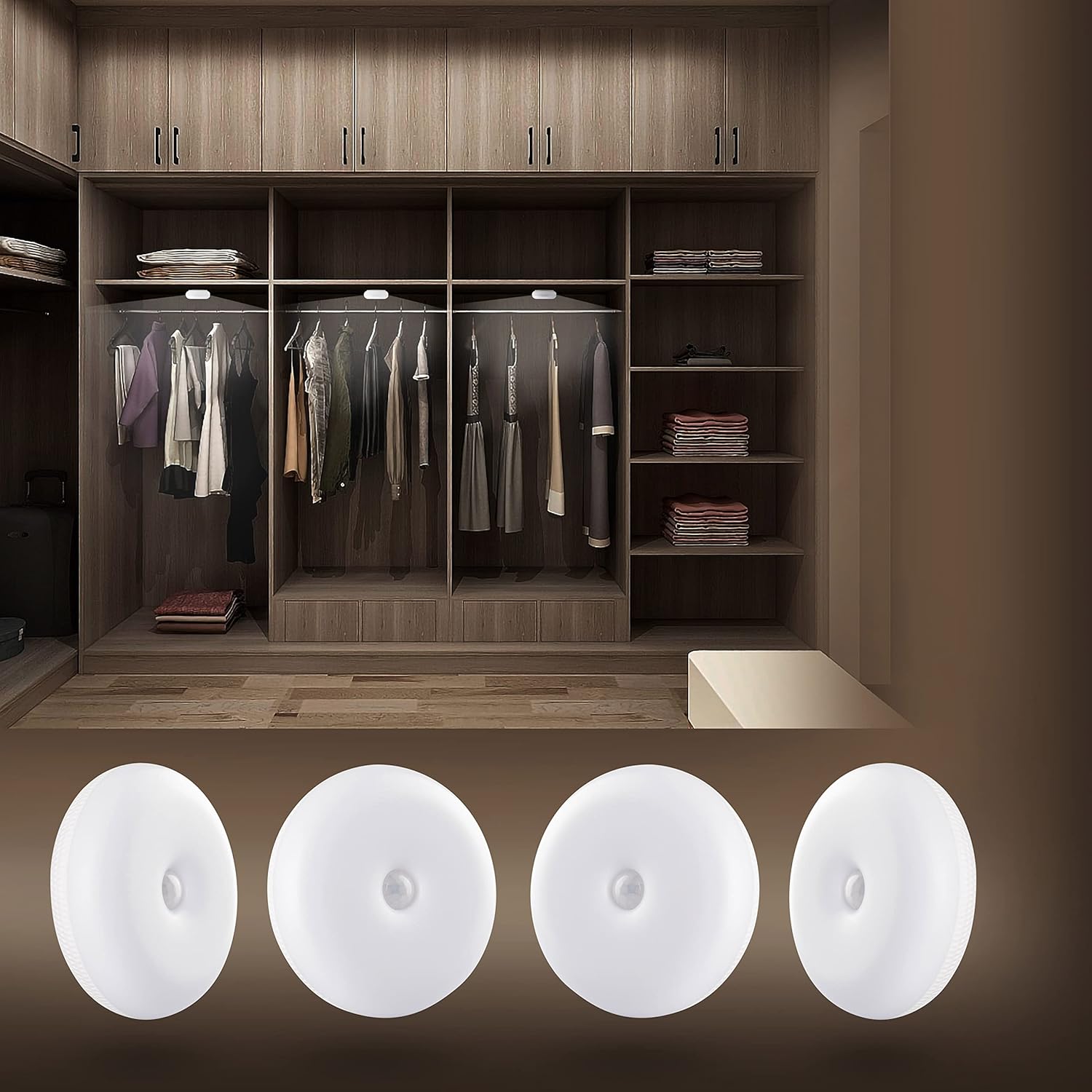 FLINQ Motion Lights installed in a closet