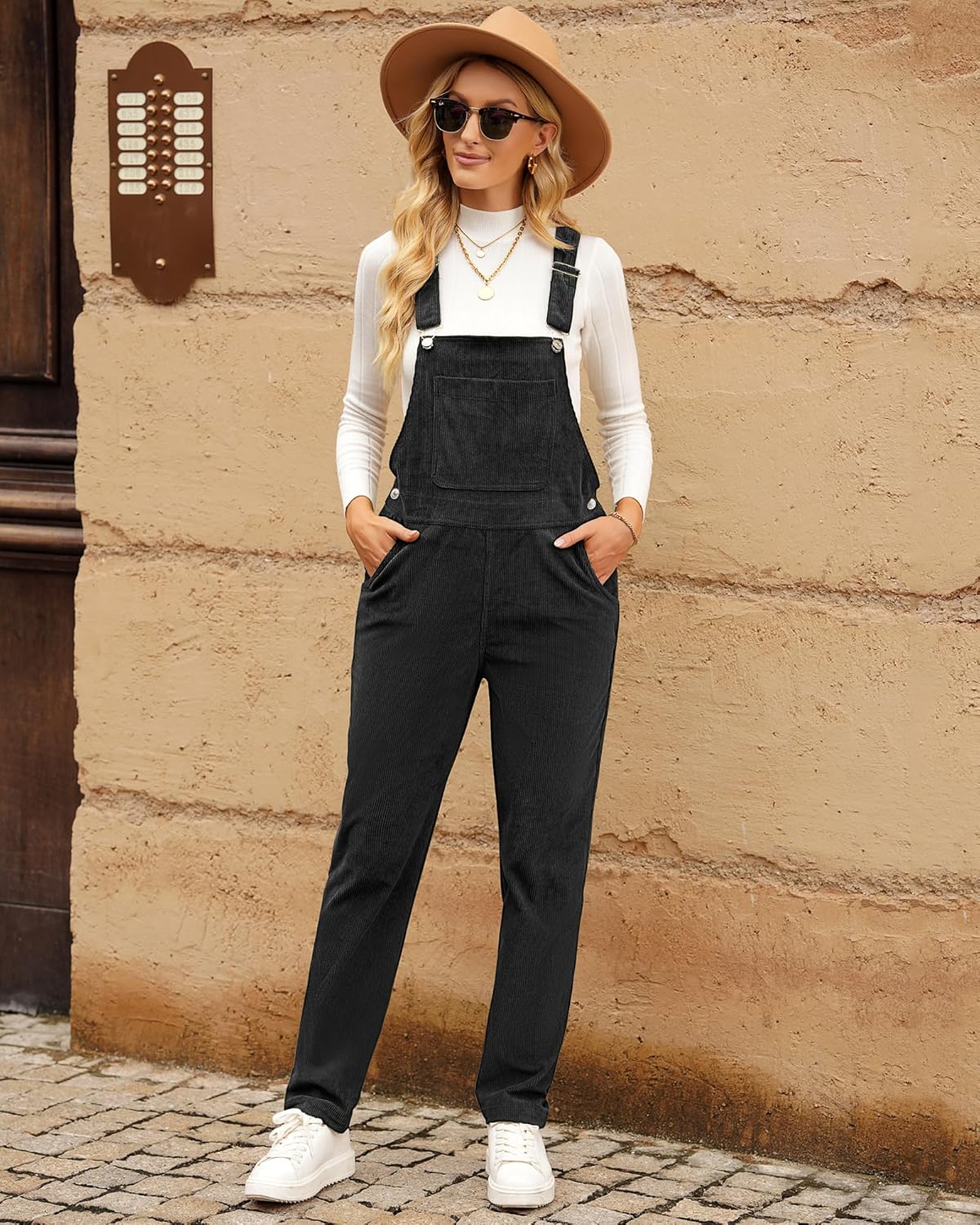 luvamia Corduroy Overalls for Women Adjustable Straps Fashion Bib Overall Jumpsuit with Pocket Tapered Leg Trendy 90s - Image 8