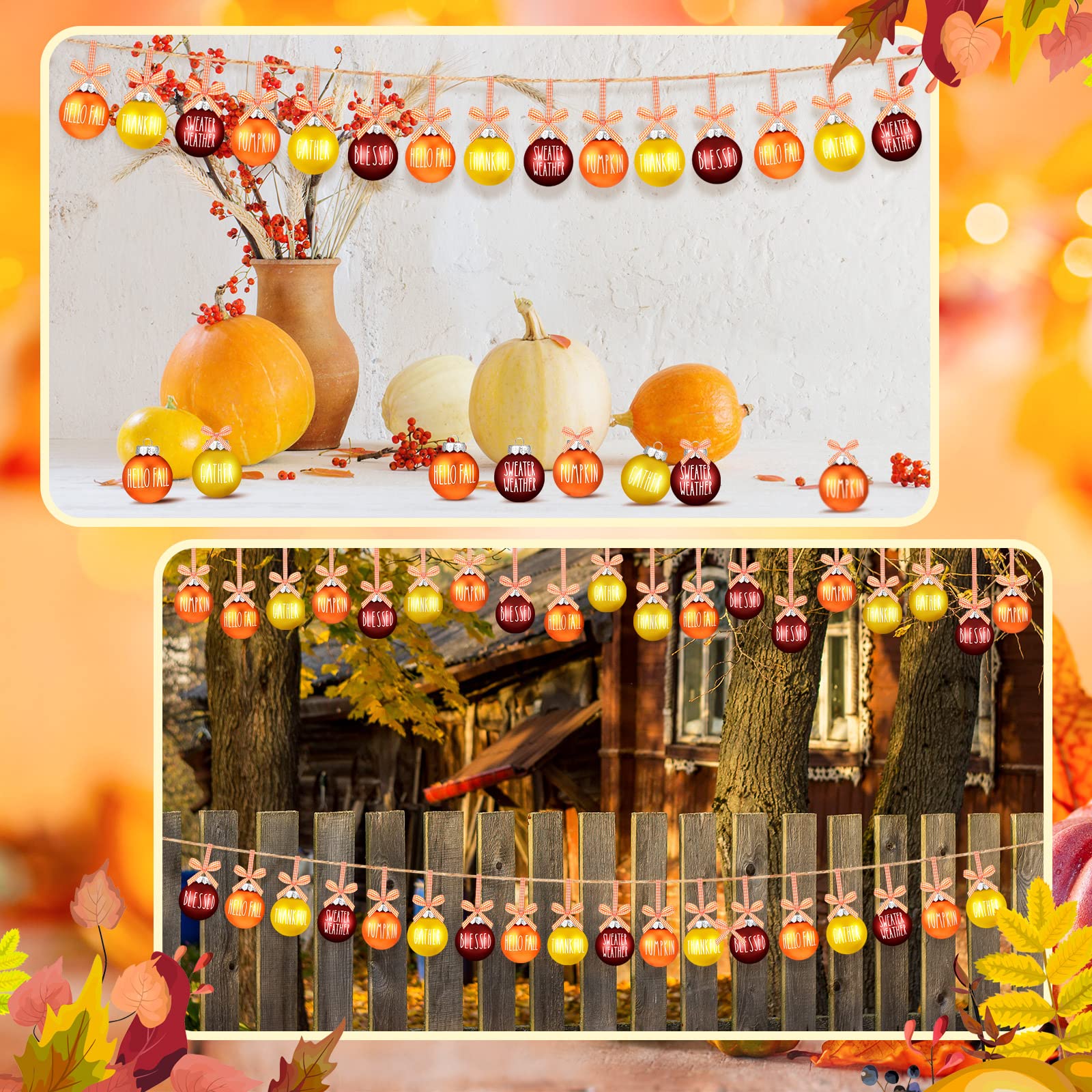 Thinkday 12 Stück Herbst-Erntedank-Ornamente für Baum, Ernte
