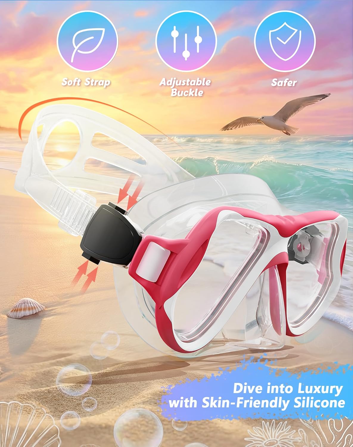 Greatever Snorkeling Gear for Kids, Dry Snorkel Set Panoramic View Snorkel Mask, Anti-Fog Scuba Diving Mask for Kids Youth Age 6-14, Unisex Swimming Goggles - Image 2