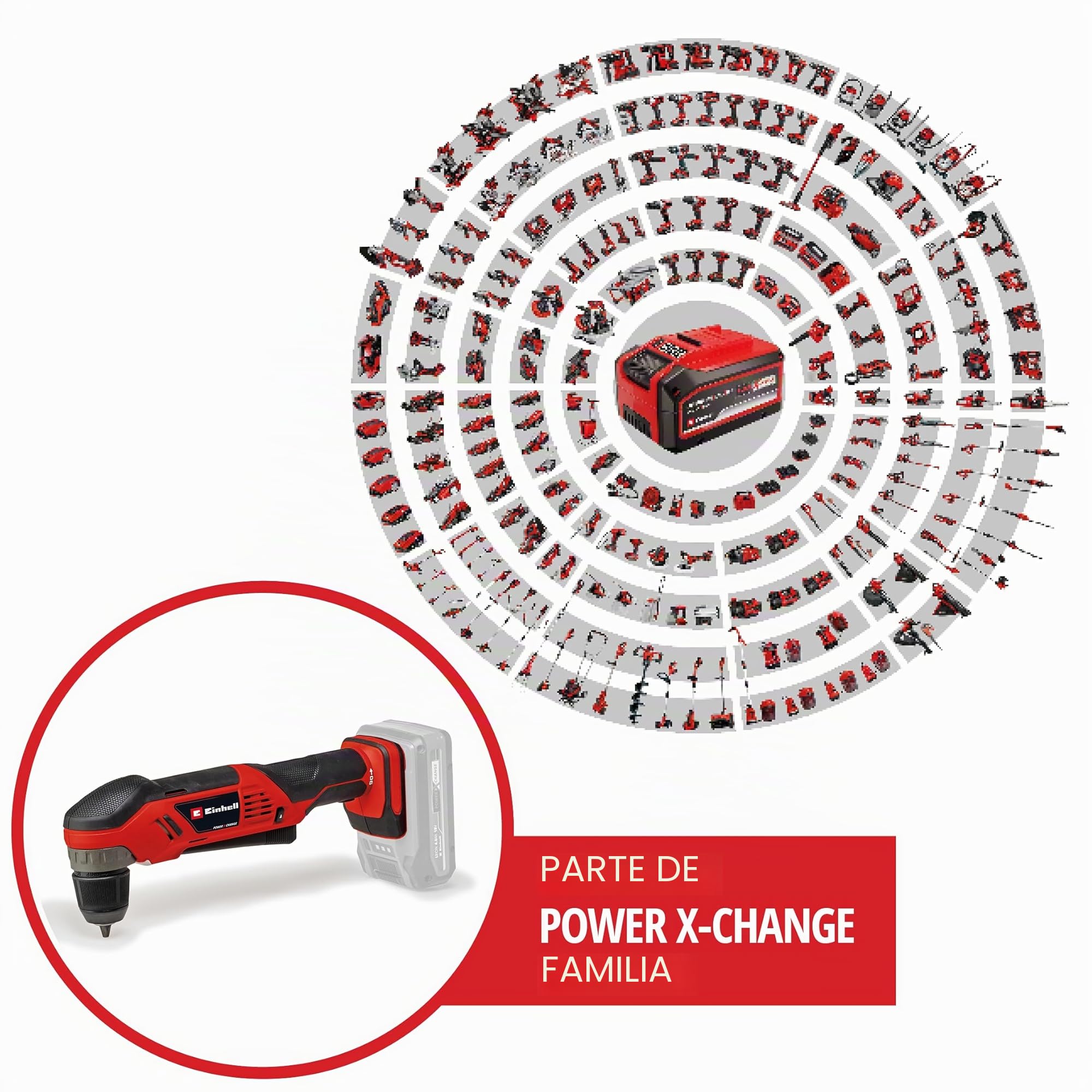Einhell Taladro angular con batería TE-AD 18 Li-Solo Power X-Change (18 V, 45 Nm, 10 mm portabrocas de sujeción rápida, luz LED, recepción de batería giratoria, sin batería)
