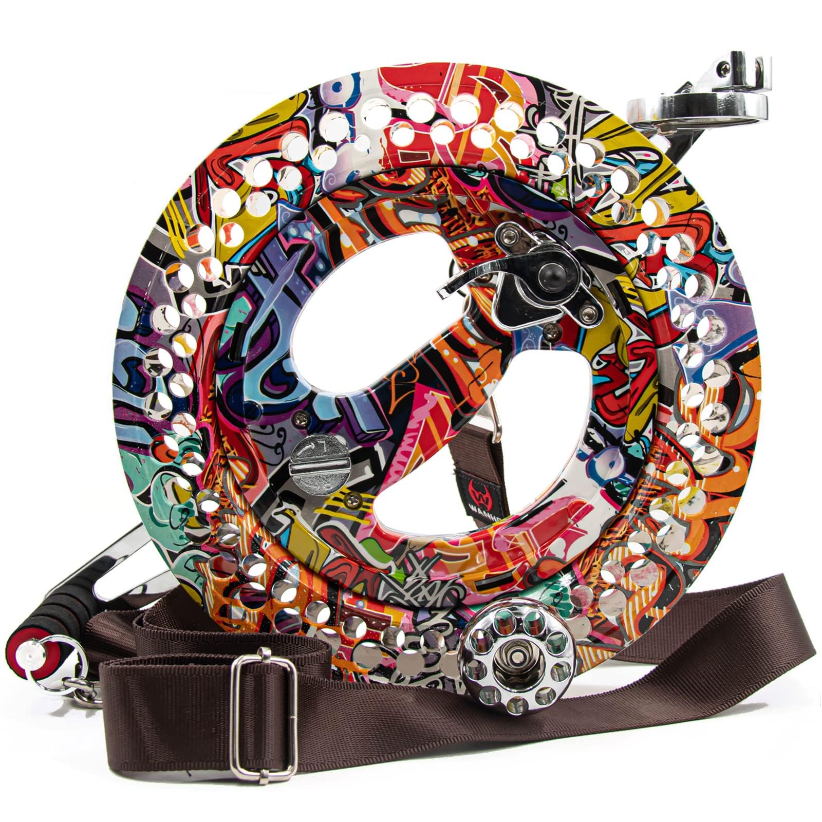 9KM DWLIFE 11in Kite Reel Winder with Shoulder Strap, Aluminum, Ratchet Lock Brake, Smooth Rotation Ball Bearing, Line-Guide, Large Single Line Kite