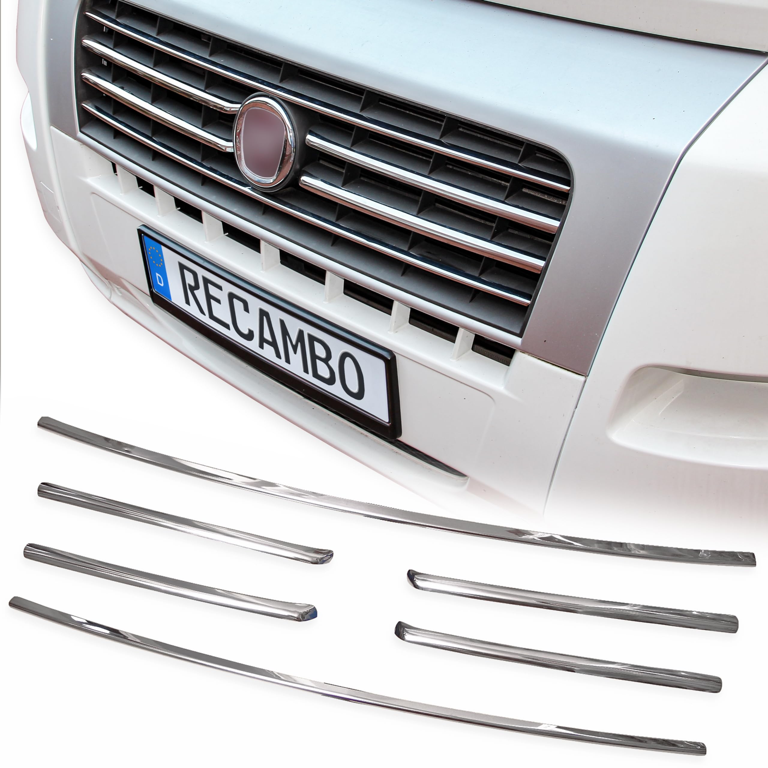 Recambo Grille de refroidissement chromée en acier inoxydable pour Fiat Ducato année de construction 2006-2014