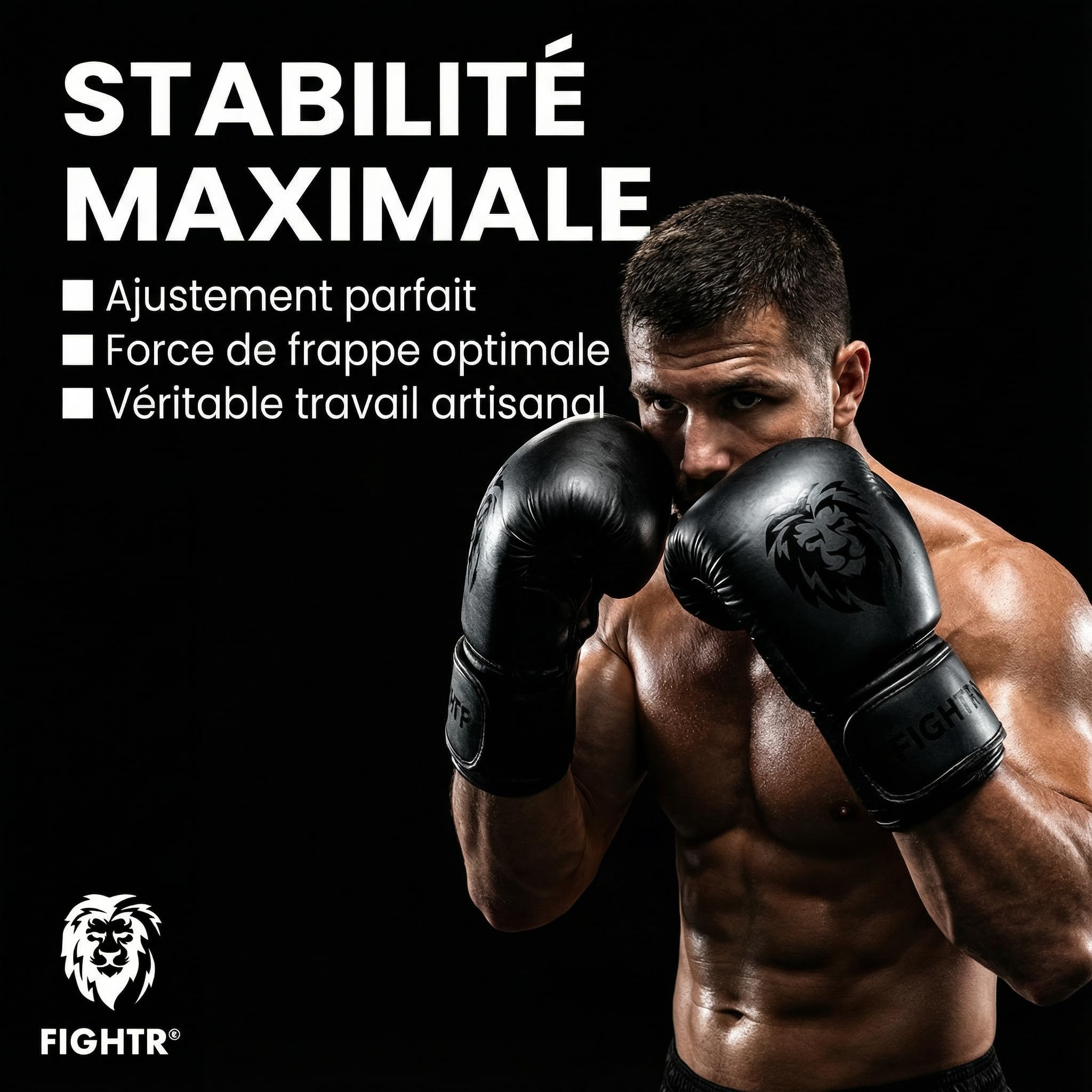 FIGHTR® Gants de Boxe – Protection et Stabilité Maximales | Gants pour Boxe, MMA, Muay Thai et Kickboxing | Tailles 8–16 oz, Sac de Transport Inclus