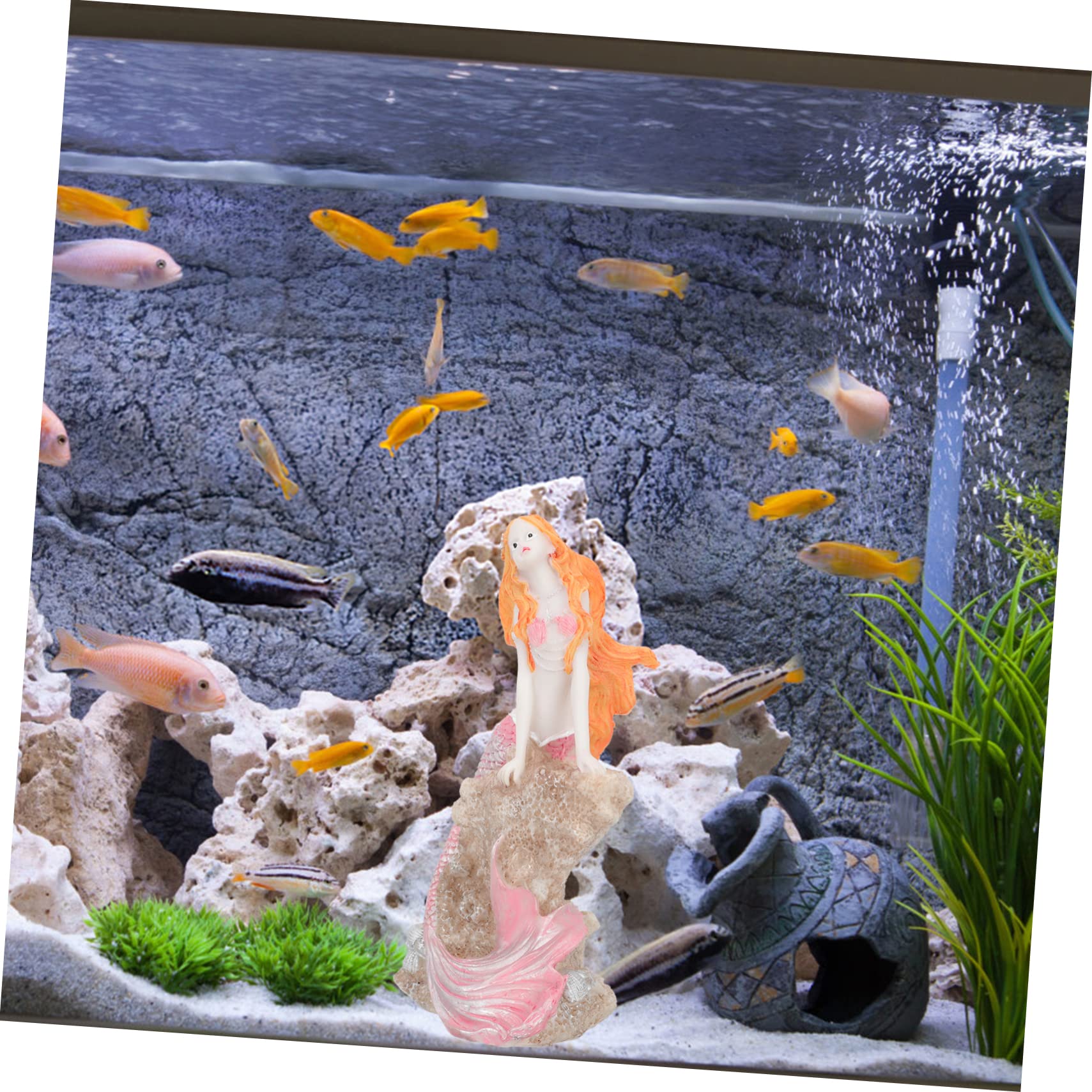 Alipis 2 Pezzi decorazione sirena arredamento ornamento sirena paesaggistica acquario fornitura acquario paesaggio del serbatoio di pesce decorazione dell'acquario resina rosa