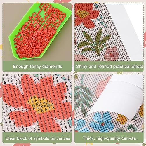 Miniatura 5 de Yeaqee Juego de 4 piezas de arte de diamantes, pintura de bricolaje para adultos, decoración estética de diamantes, decoración de habitación, lindas