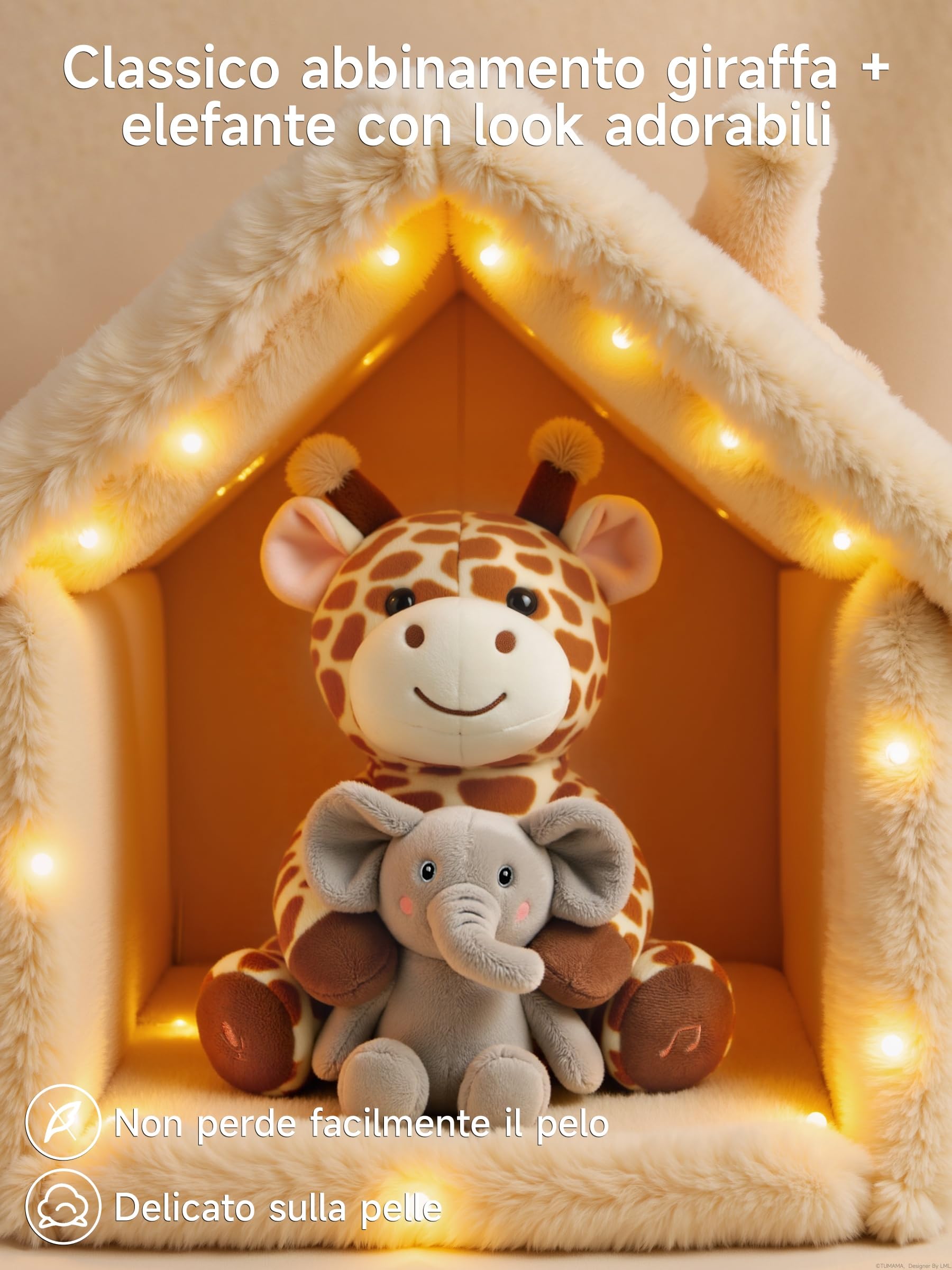 TUMAMA KIDS Giocattoli Interattivi di Peluche per Bambini Giraffa ed Elefante che Parlano e Cantano, Giocattolo che Ripete ciò che dici, Giocattolo Musicale Elettronico Interattivo per Bambini Regalo