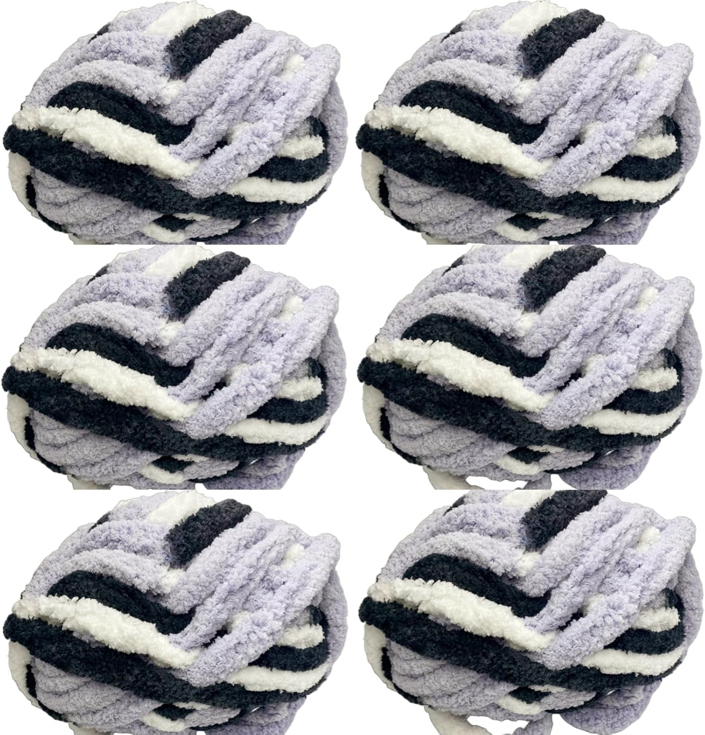 Super Bulky Chunky Blanket Chenille Yarn for Arm Knitting, Stripes Multicolored