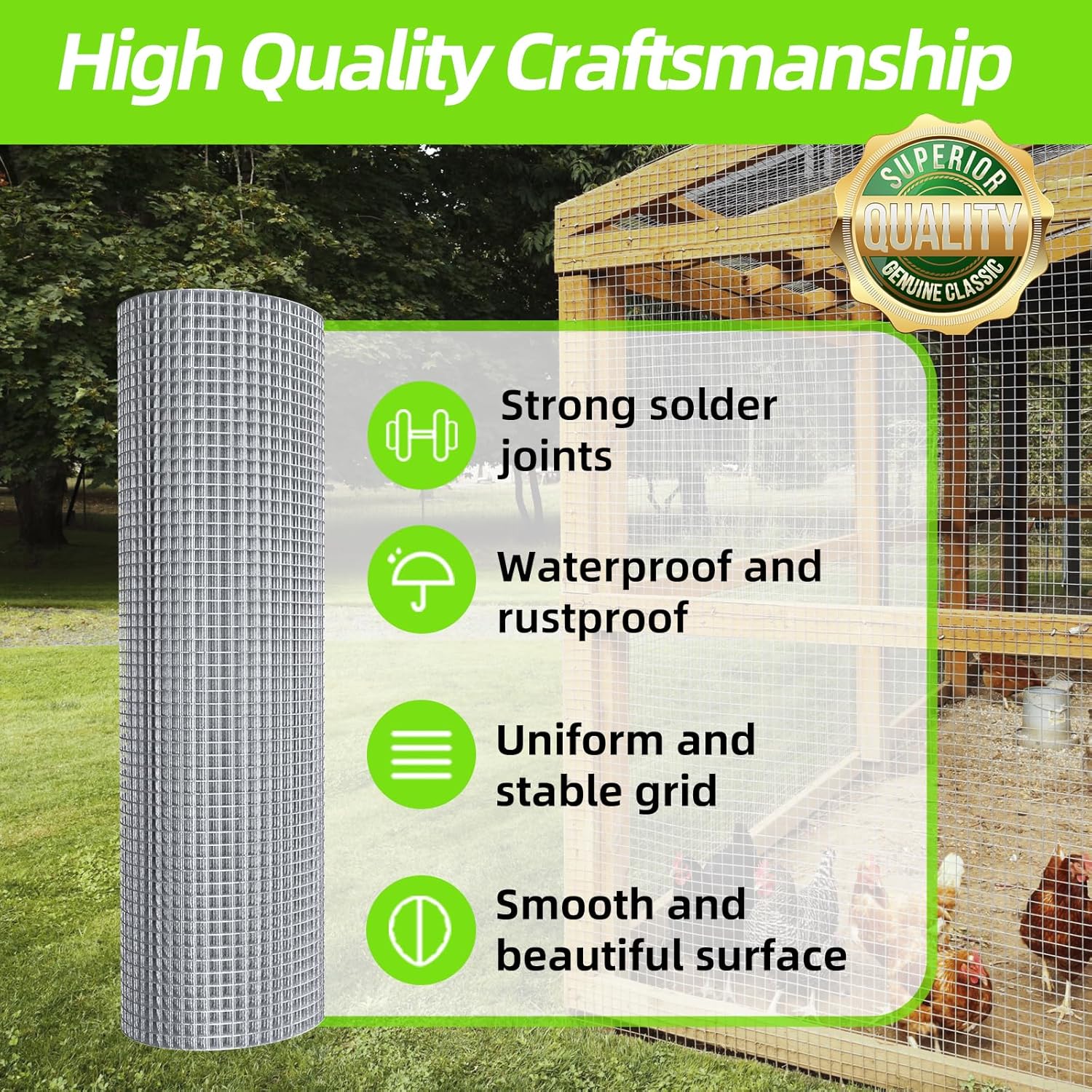 Hardware Cloth-Galvanized Wire Mesh 19 Gauge Chicken Wire Fencing-Hardware Cloth 1/2inch 24inx50ft Garden Fence Wire Fence Rolls