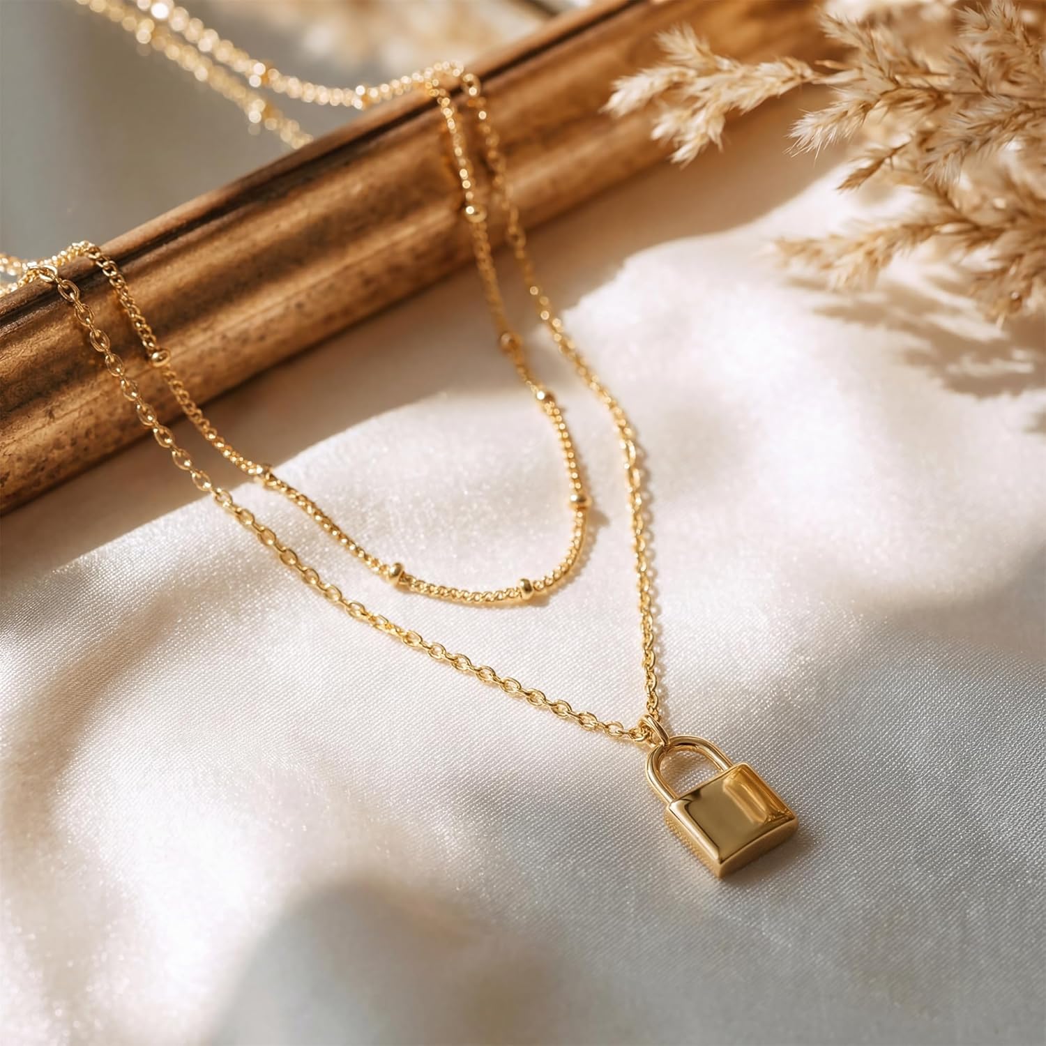 MEVECCO Layered Heart Necklace Pendant Handmade 18k Gold Plated Dainty Gold Choker Arrow Bar Layering Long Necklace for Women - Image 5