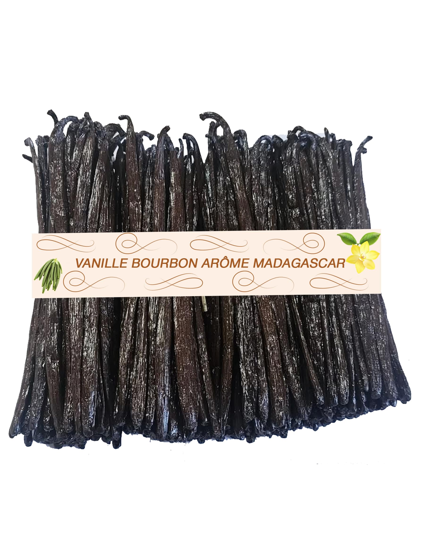 Vanille Bourbon de Madagascar, Gousses Noires Gourmet, 18 à 23 cm, Très Caramélisées, Souples et de Haute Qualité