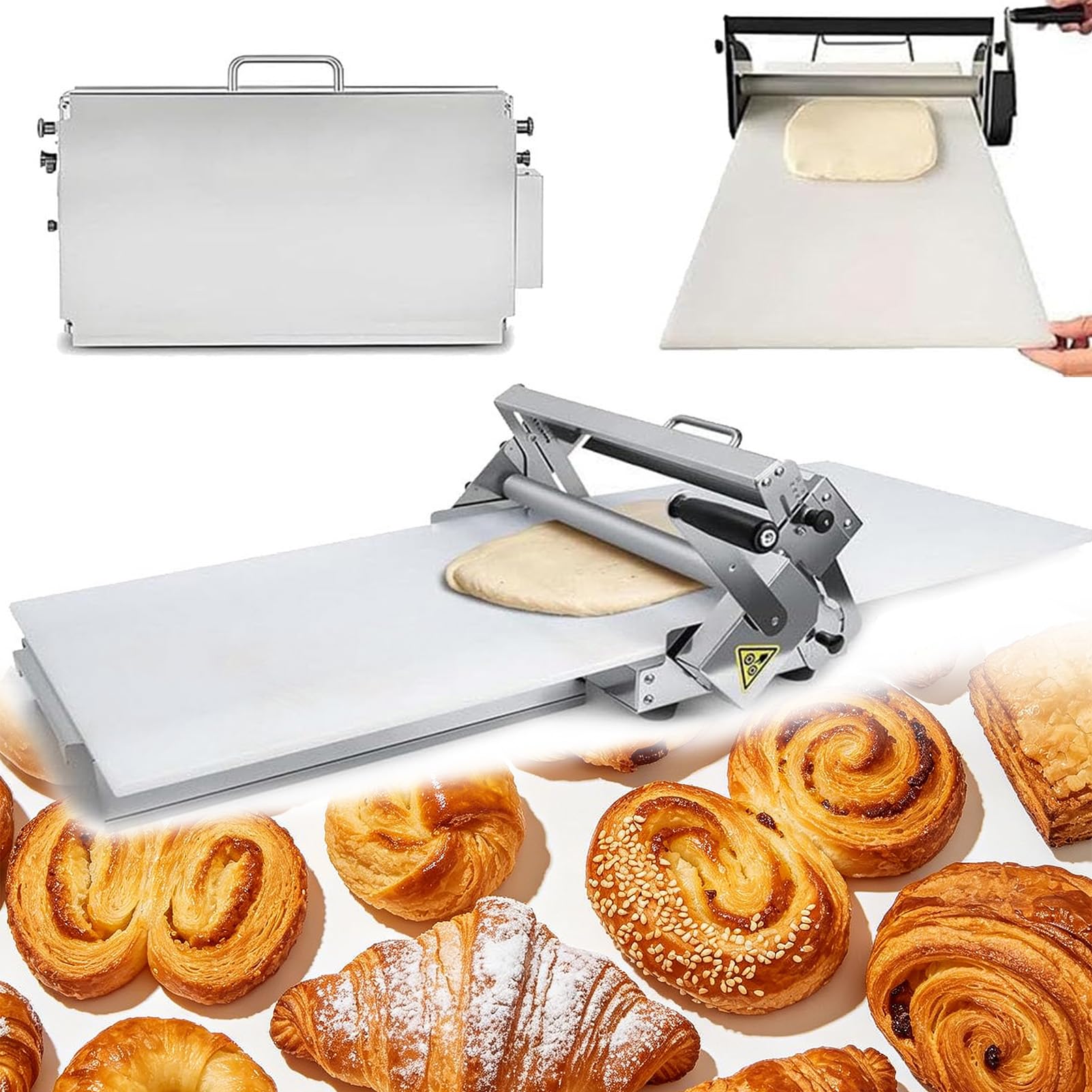 Sfogliatrice Pasticceria Manuale, Macchina per Pasta Sfoglia Pieghevole, Spessore Ajustabile 0-27 Mm, Piano 30x60cm/40x90cm, Ideale per Pasta Pizza, Croissant, Pasta Sfoglia E Pasticceria