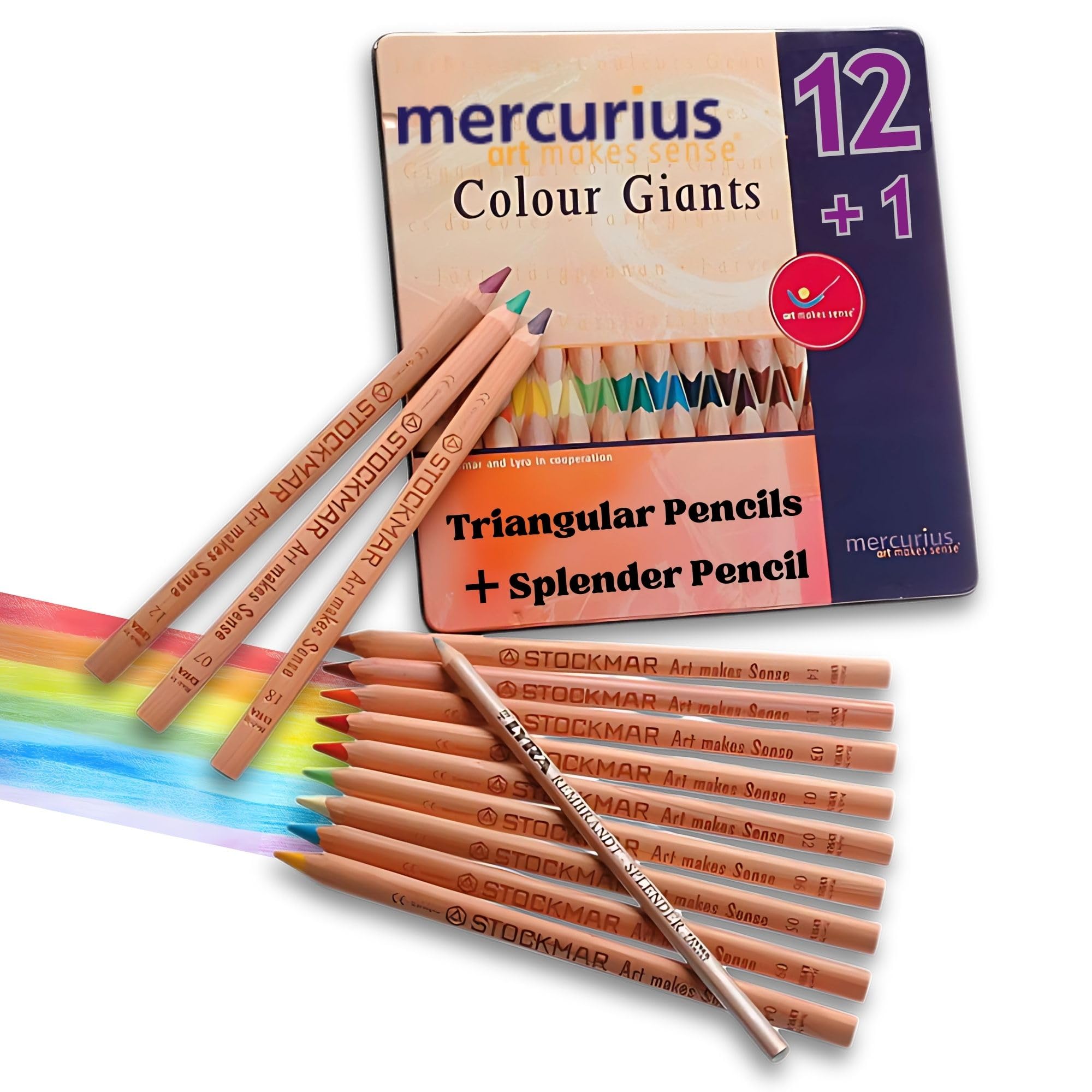Mercurius AMS Color Giant Pencils, Set of 12 in Tin Case