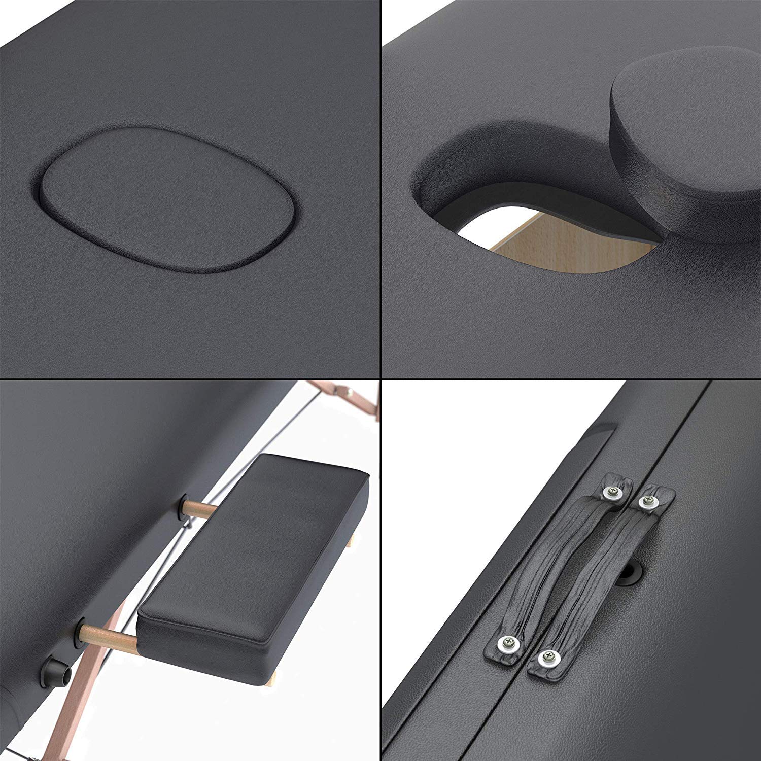 LETTINO MASSAGGIO PROFESSIONALE 3 ZONE IN LEGNO PORTATILE E PIEGHEVOLE COD-06