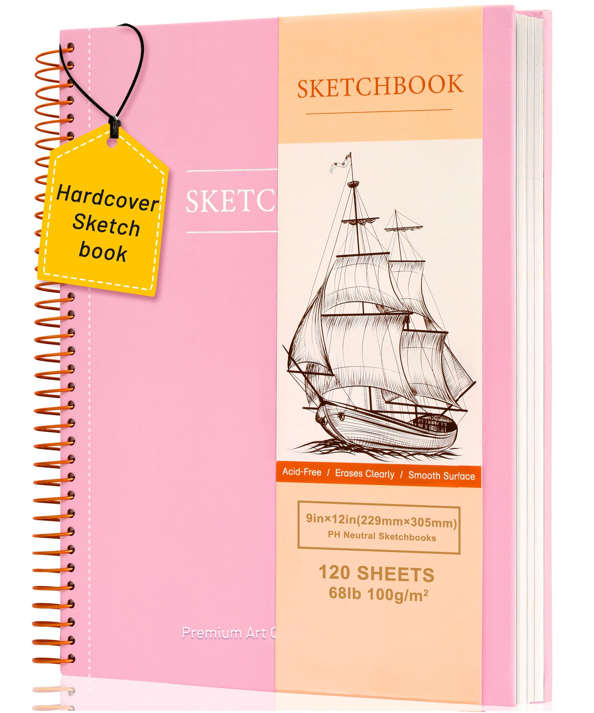 9"x12" Hardcover Sketchbook for Drawing,120 Sheets,100GSM