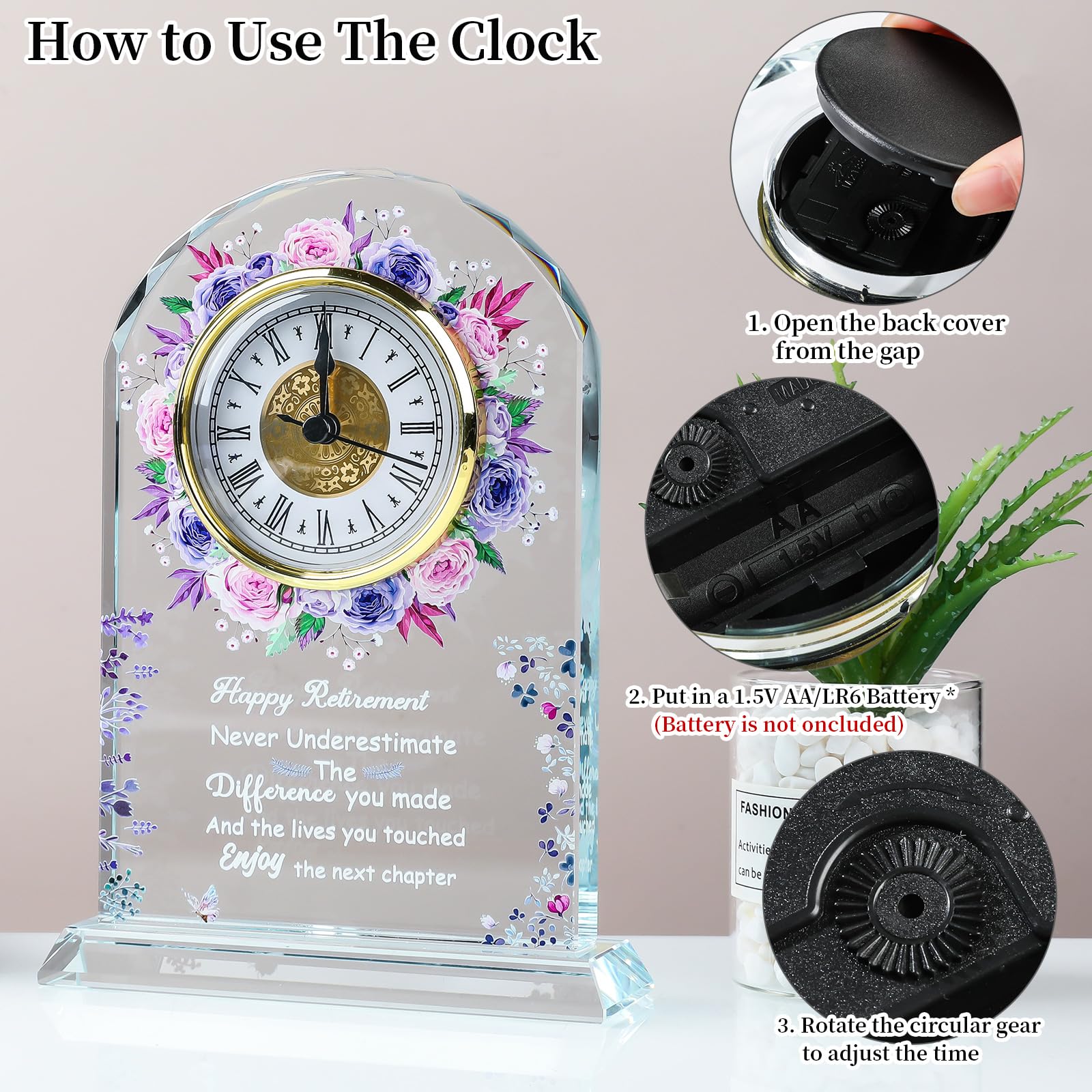 Regalo di pensionamento per donne, orologio da scrivania in vetro ricordo divertente targa regalo per amici, capo, insegnante, collega, infermiera