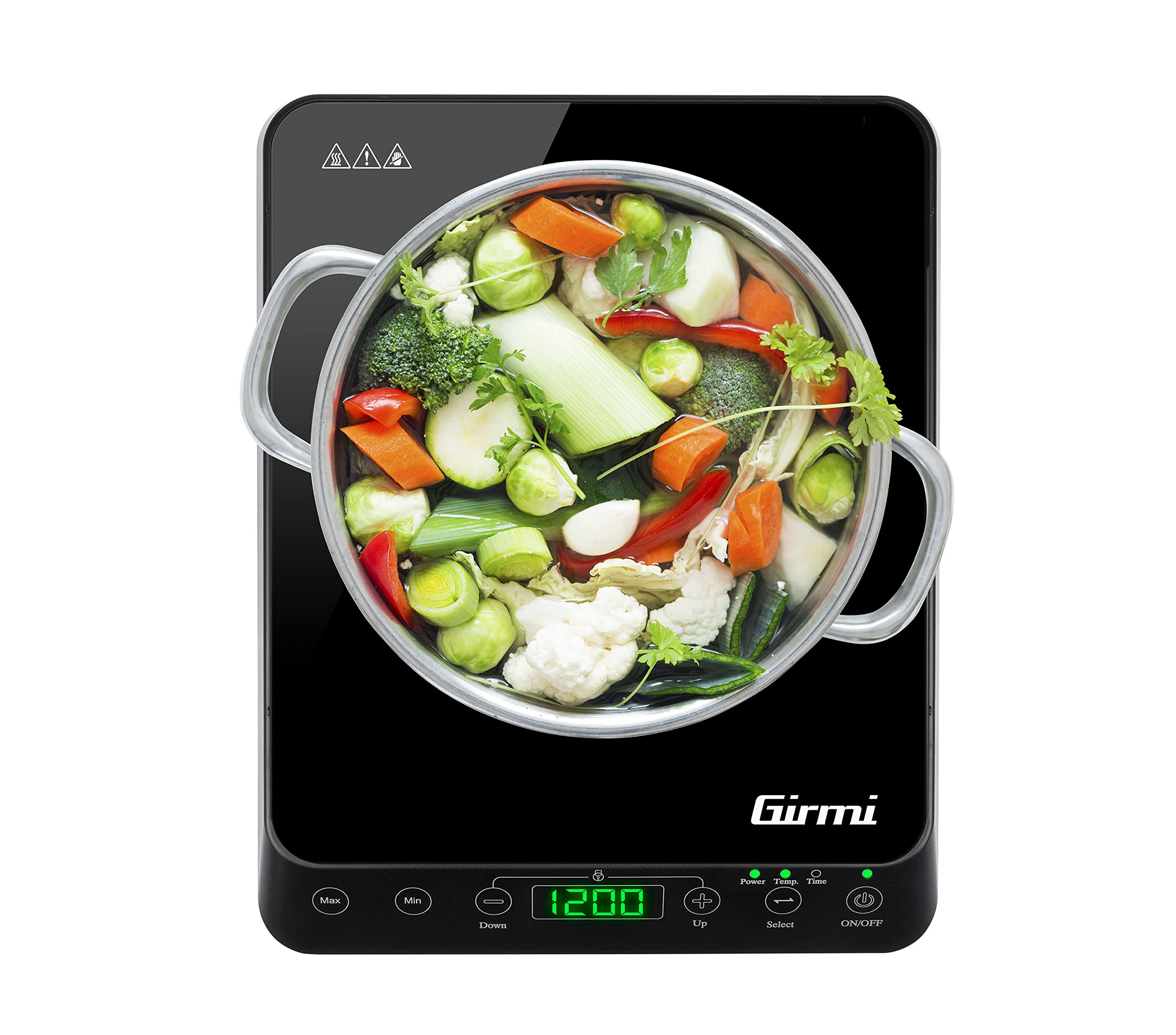 Girmi PI04 - Placa de inducción individual (2000 W, 10 potencias), color negro