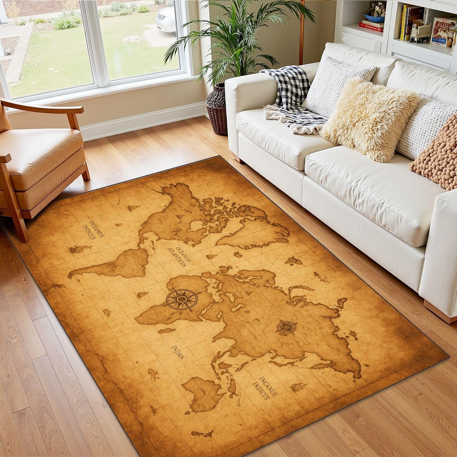 4x5 Boho Rug Rugs for Living Room Rugs for Entryway Vintage World map an Old Stained Parchment Bedroom Rug Door Mat Nursery Room Decor Rainbow Carpets