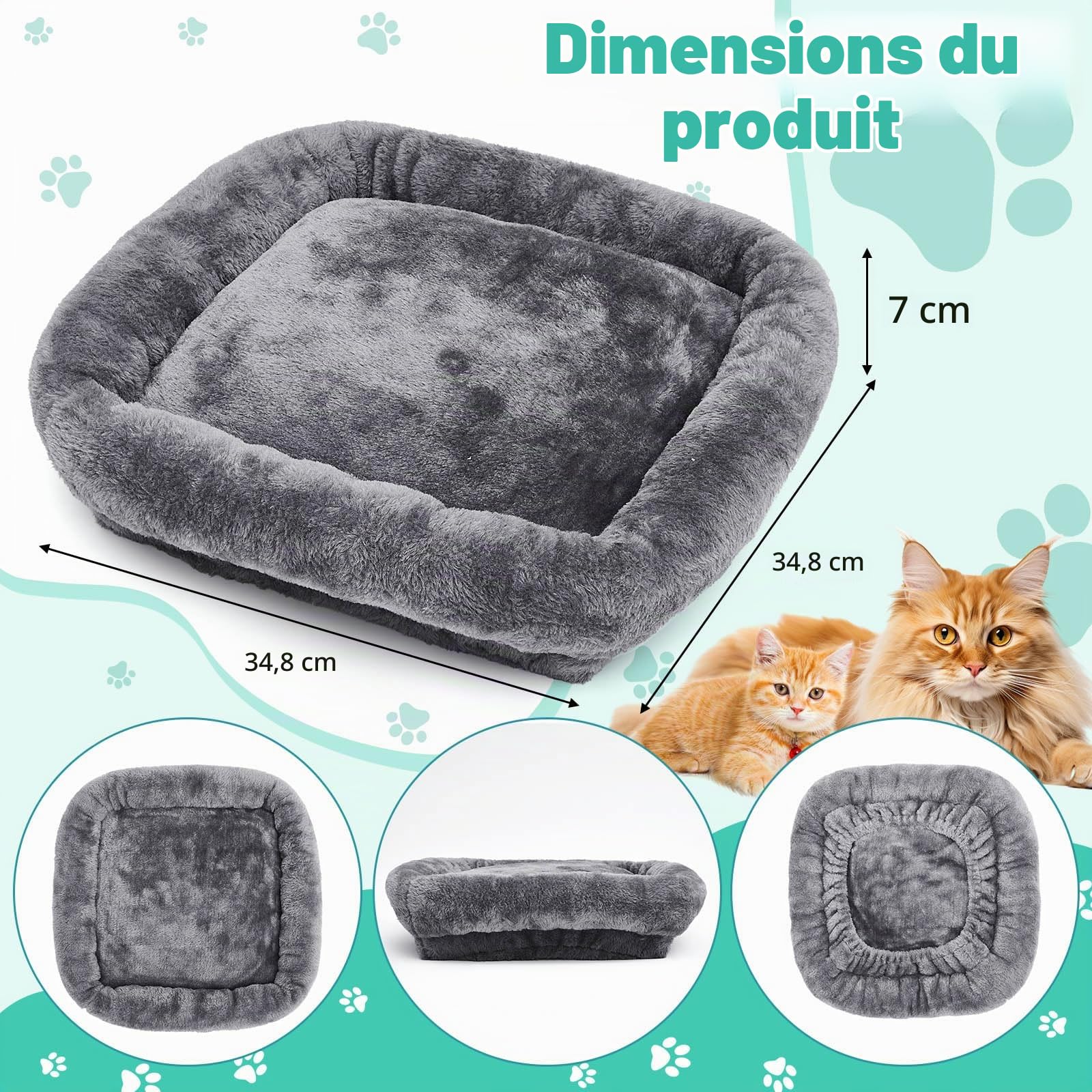 Abbylike Lot de 2 accessoires de rechange pour tour d'arbre à chat carré gris avec bande élastique pour plateforme, perchoir, étagères (35 x 35 cm)