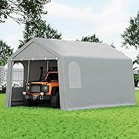 LiveLifeSmarter 10x20 ft Outdoor Storage Shed - Waterproof Portable Garage Tent with Roll-Up Zipper Doors for Motorcycles, Bikes & Tools