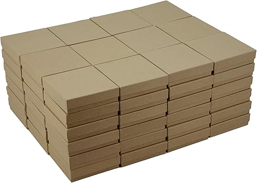 Kraft reciclado rellena de algodón caja de joyería # 33(caja de 100) 3.5" x 3.5" x 1"