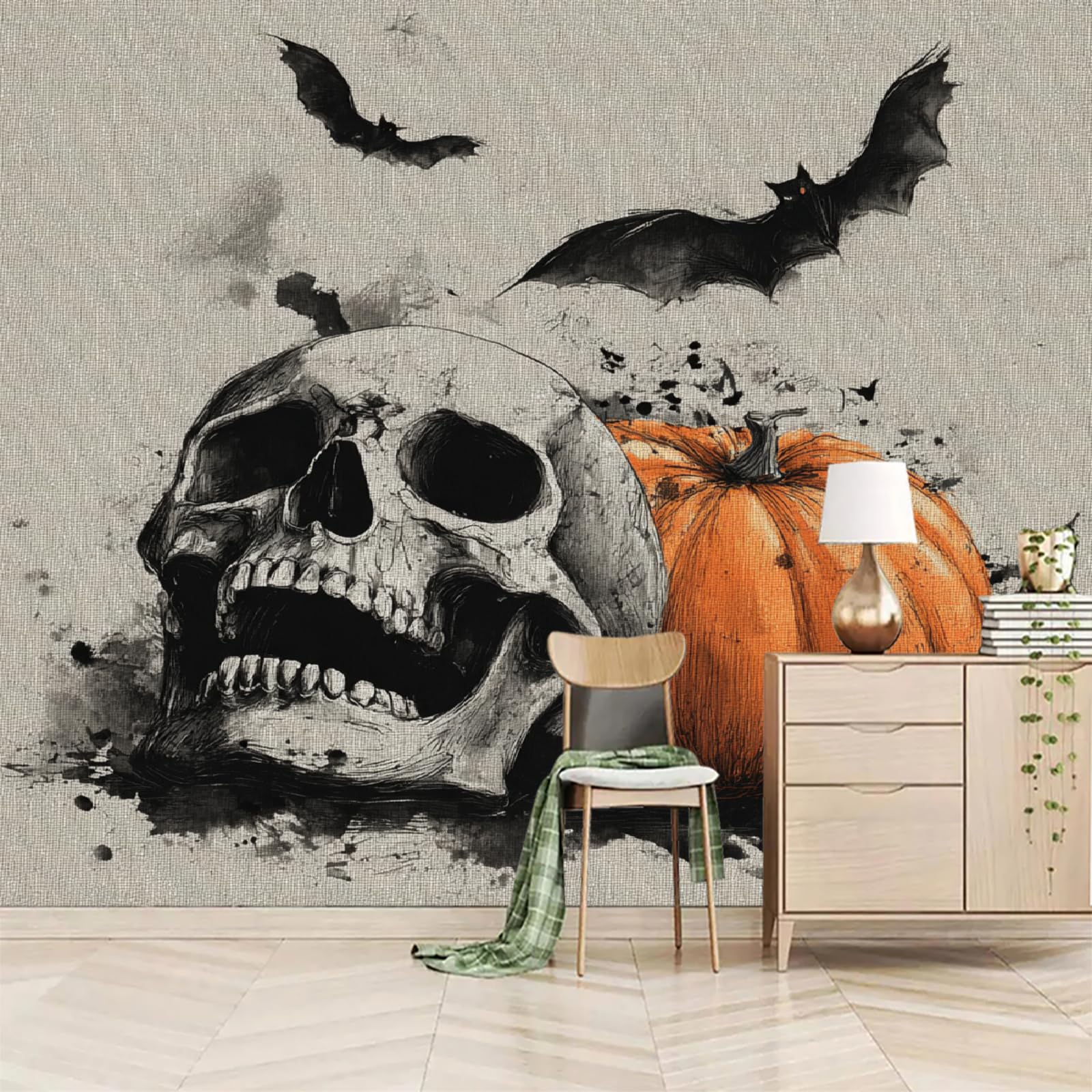 Papier peint squelette 150x100 cm pour décoration murale de salon
