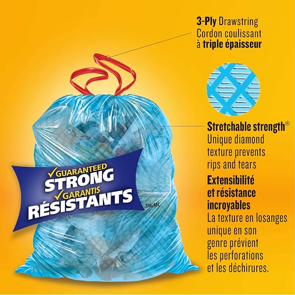 Glad Glad Blue Recycling Bags - Tall 45 Litres - ForceFlex, Drawstring, 50 Trash Bags, Made in Canada of Global Components Tall. 50 Bags Recycling Bags in use