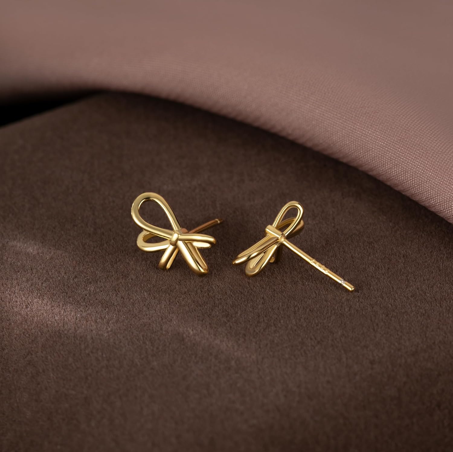 Reffeer Solid 925 Sterling Silver Bow Stud Earrings for Women Teen Girls Small Ribbon Stud Earrings Bowknot - Image 6