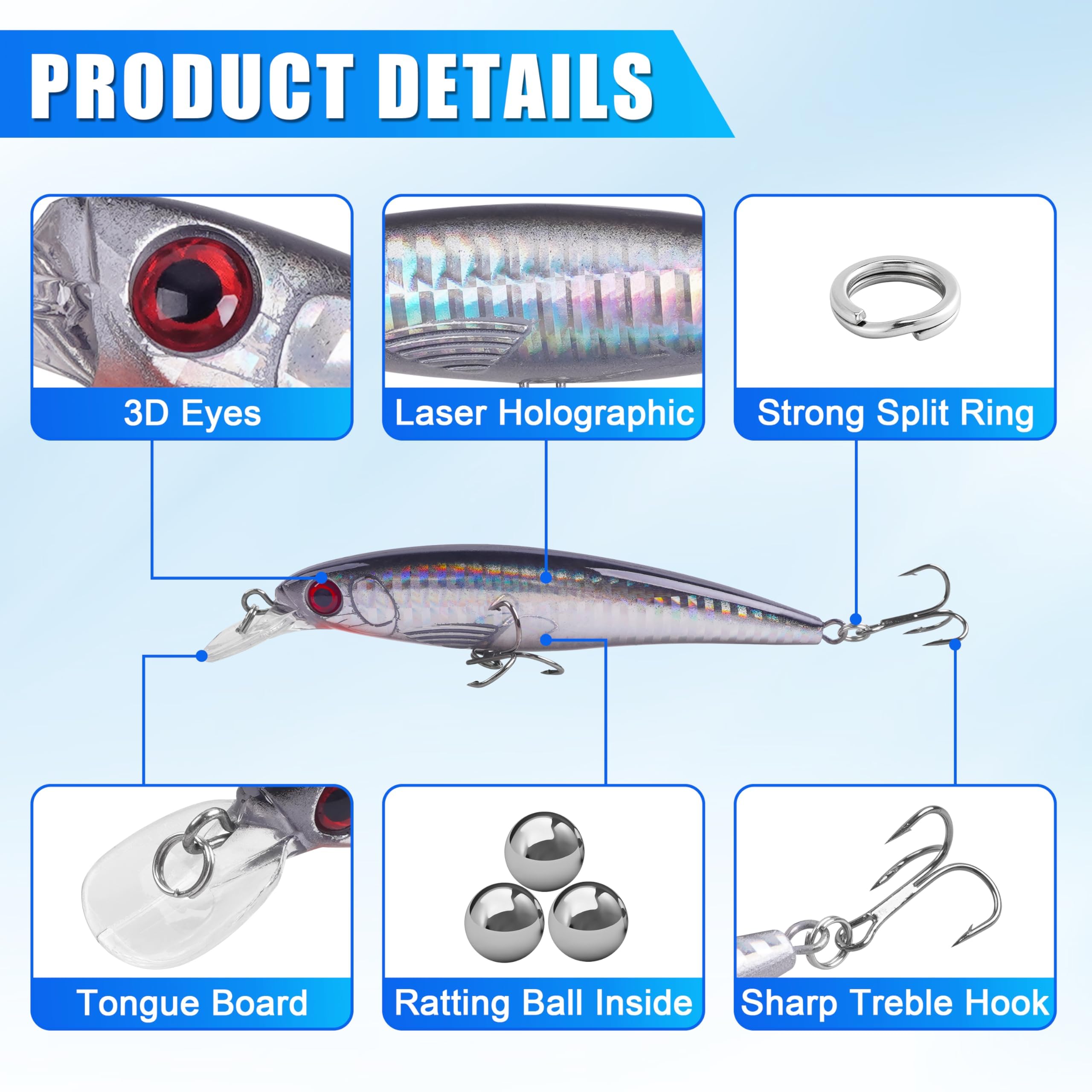 Central Hobby LURES COLLECTION 6セット OROOTL 6pcs Saltwater Fishing Lures Kit - Minnow, Plugs