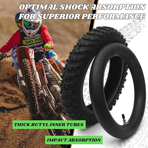 Miniatura 4 de AR-PRO (2 juegos) Neumáticos y tubos interiores para motocross de 2.50-10 pulgadas y 2.75-10 pulgadas, neumáticos y tubos delanteros de 2.50-10