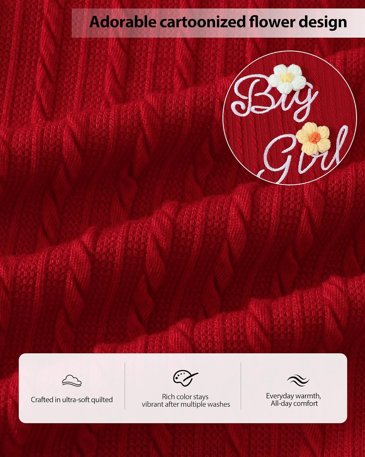 Jecson Toddler Girl Fall Clothes: Soft Outfits Set Embroidered Knit Top & Sweatpants 2Pcs Cute Home Outdoor 2-8Y - Image 6