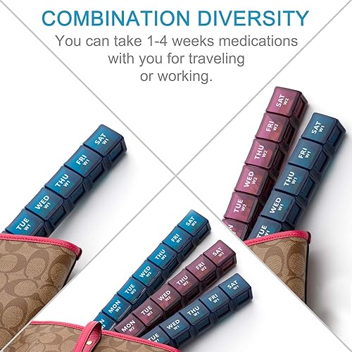 Miniatura 6 de Organizador de pastillas mensual XL 1 vez al día, pastillero de 28 días una vez al día, pastillero de 4 semanas, compartimentos grandes, organizador