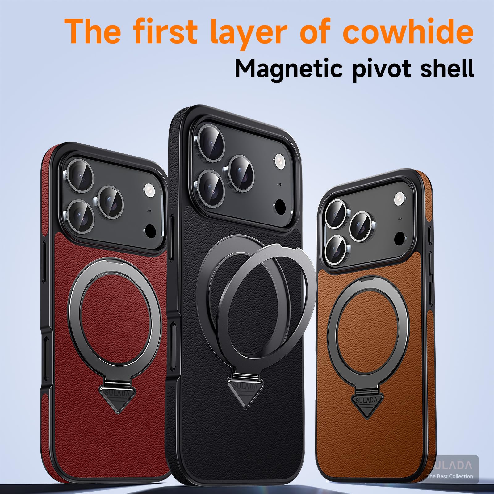 Etui na telefon iPhone 17 Pro Max etui + stojak magnetyczny pierścień + rama + bezprzewodowe ładowanie, skóra zderzaka Slim Shell do iPhone 17 Pro Max (3)