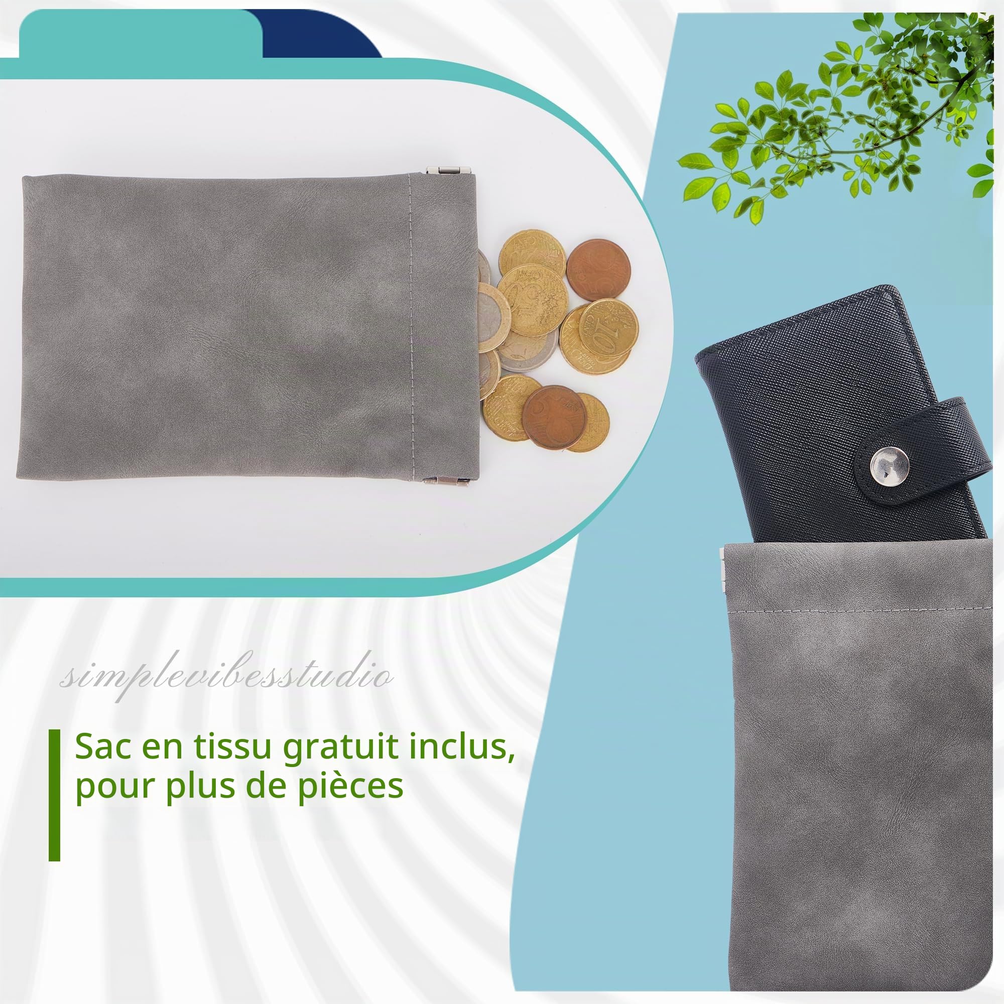Porte Monnaie trieur de Pieces|Range-pièces,|Bourse|Portemonnaie Mixte|Portefeuille et Porte-Cartes pour Femme et Homme(Noir)