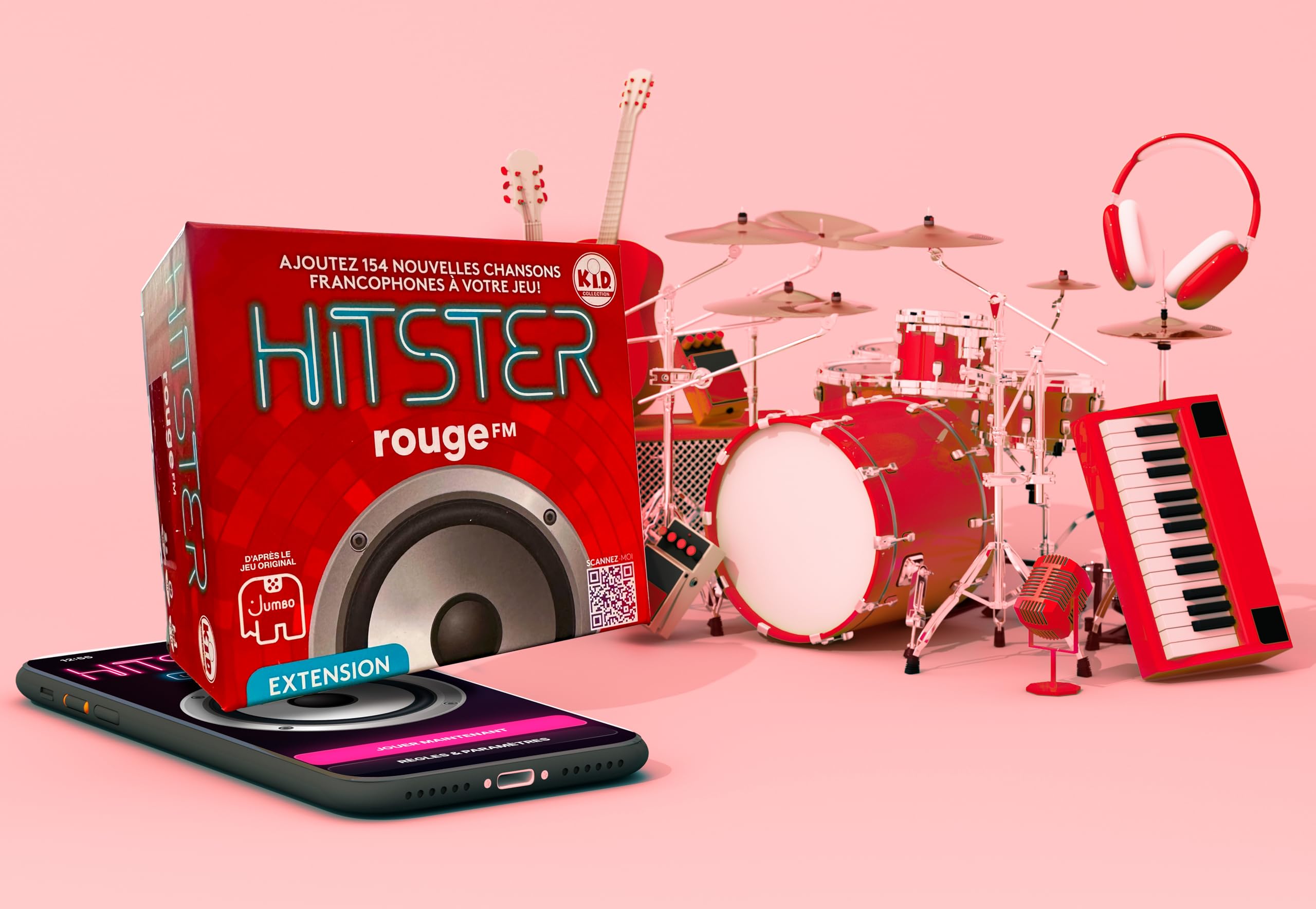 HITSTER - Rouge FM 100% Franco - The Ultimate Music Trivia Party Game for Adults and Families - 154 new French Songs - 2 to 10 Players Ages 16+ - 3