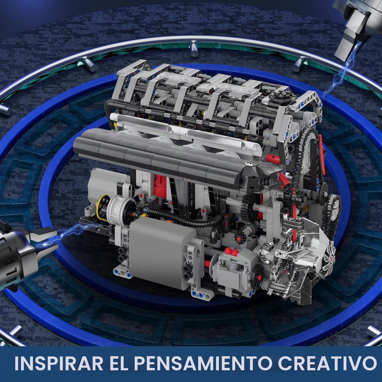 Mould King L4 Bloques De Construcción De Motor Bloques De Construcción con Abrazadera Moc Kit De Modelo De Motor De Gasolina Respetuoso con El Medio Ambiente Adecuado para Adultos (1787 Piezas)